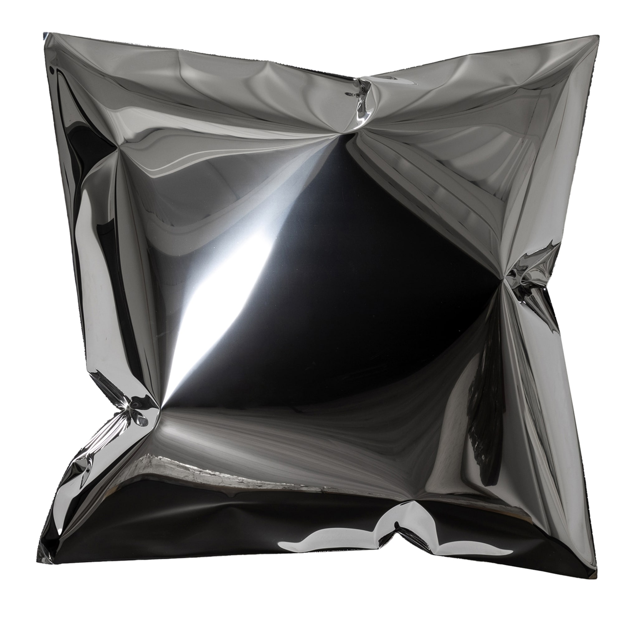 Square Silvery Pillow-Shaped Wall Sculpture - Main view