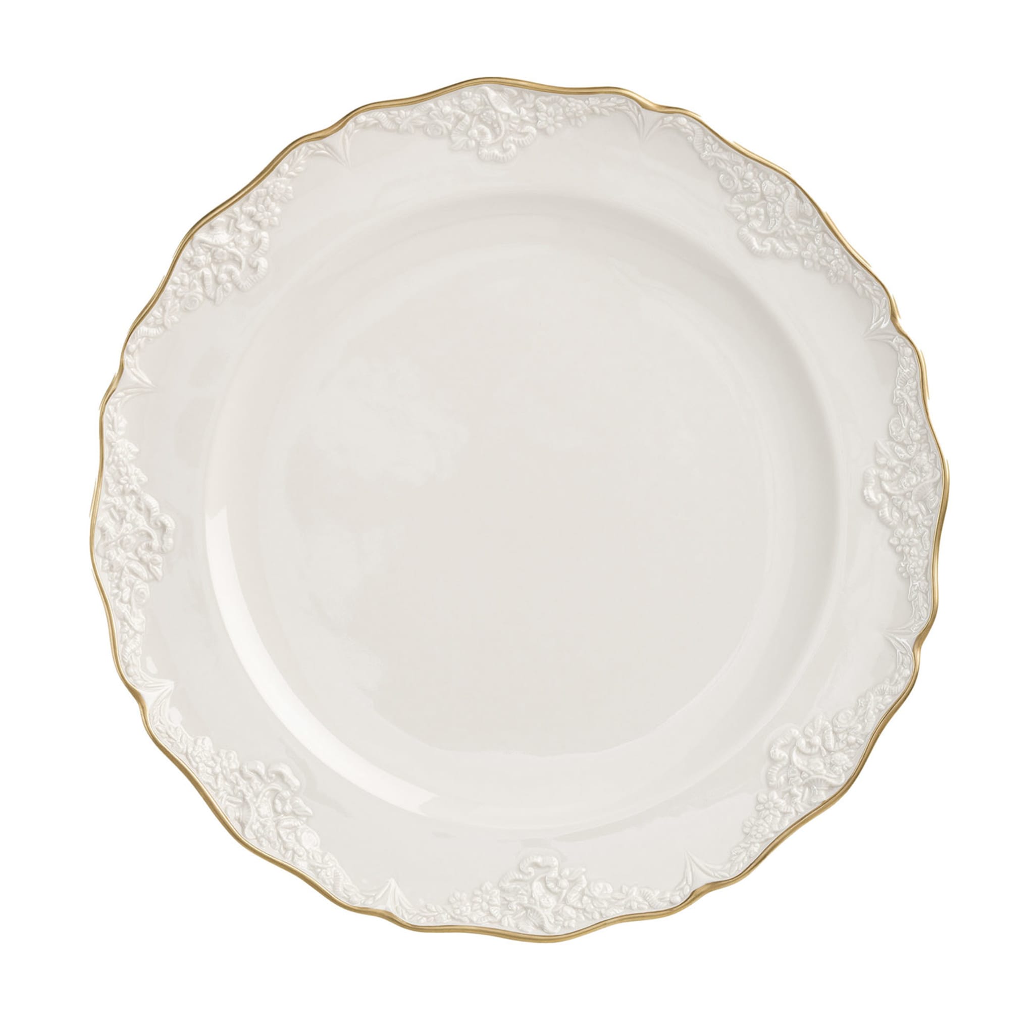 Set di 2 grandi piatti da portata bianchi e dorati Irene - Vista principale
