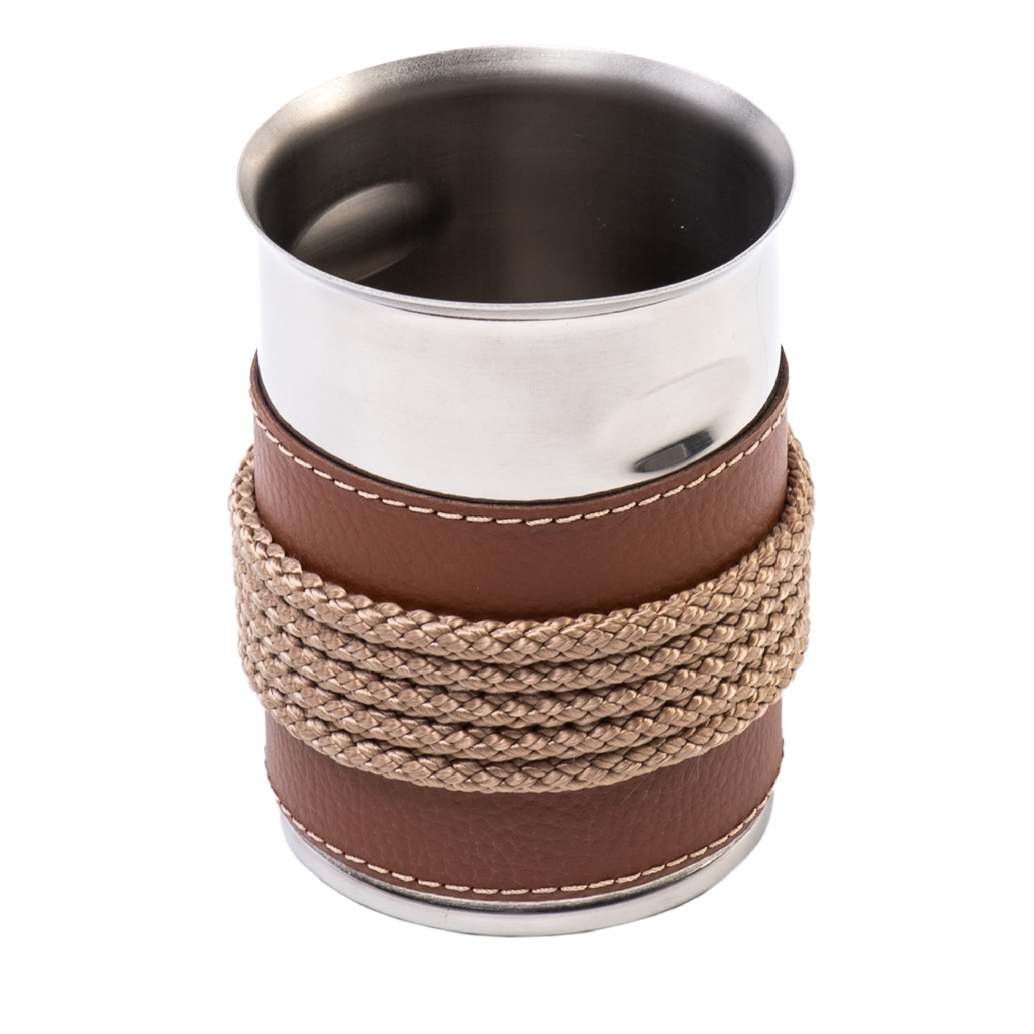 Breadstick Holder with Beige Eco-Leather and Rope Inserts - Main view