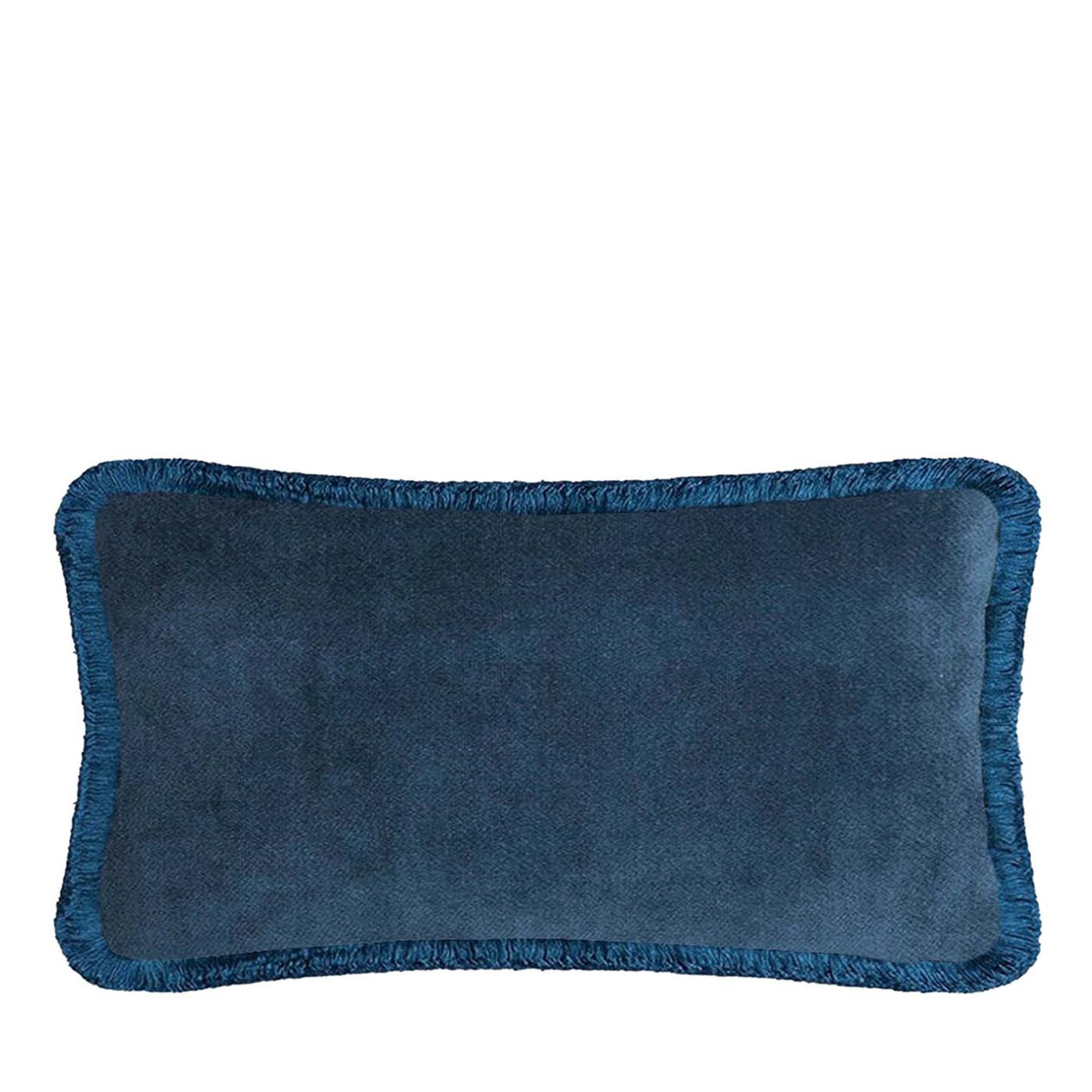 Happy Pillow Soft Velvet Dark Blue Cushion  - Main view