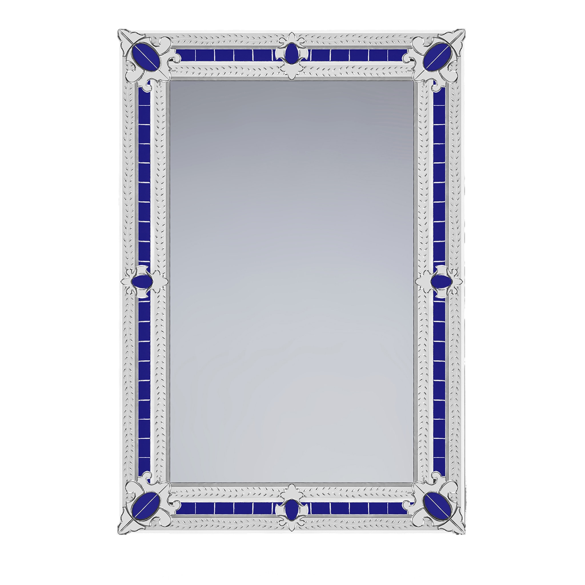 San Toma Blue Contemporay Murano Glass Mirror - Main view