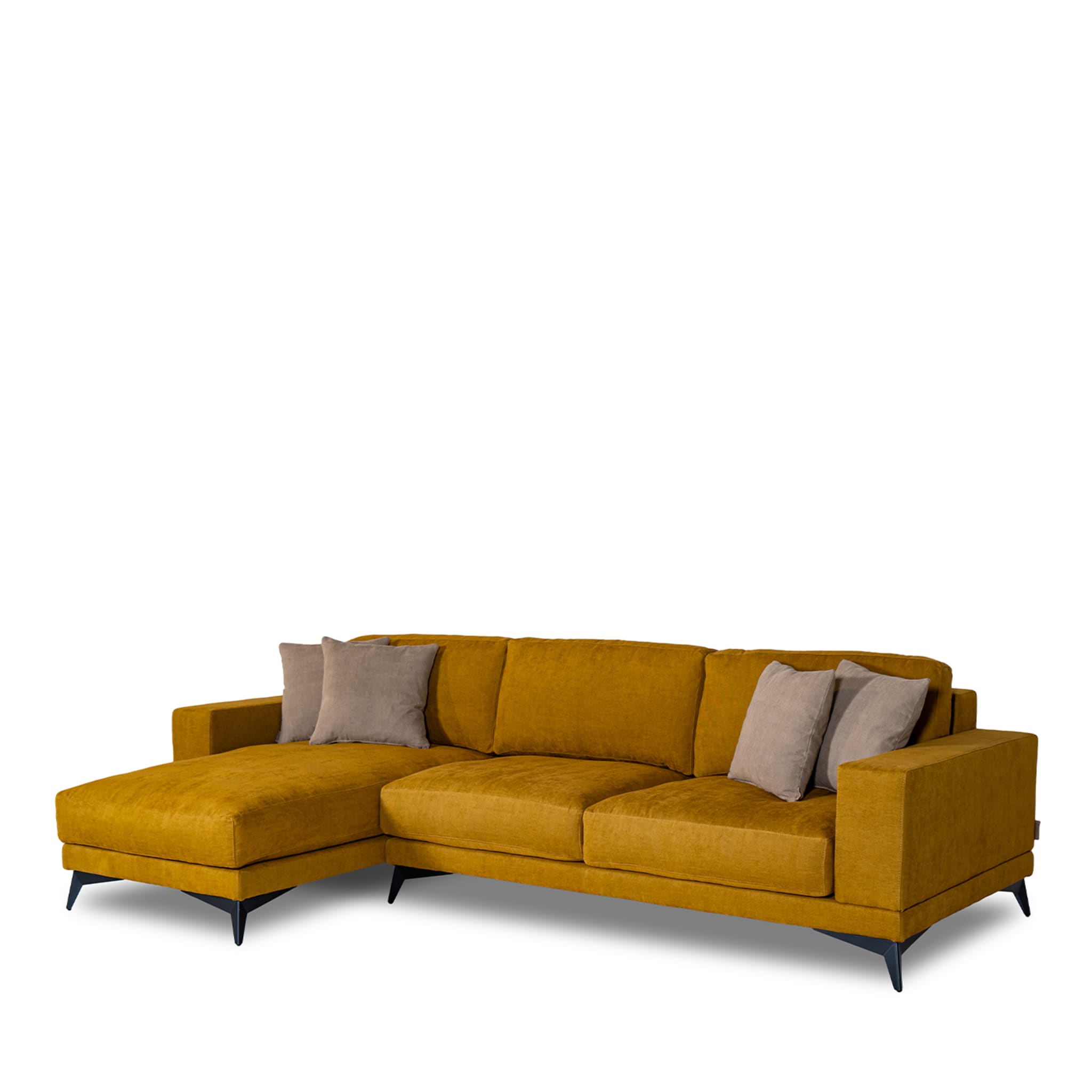 Tesla Yellow Midi Fabric Sofa with Chaise Longue - Alternative view 1