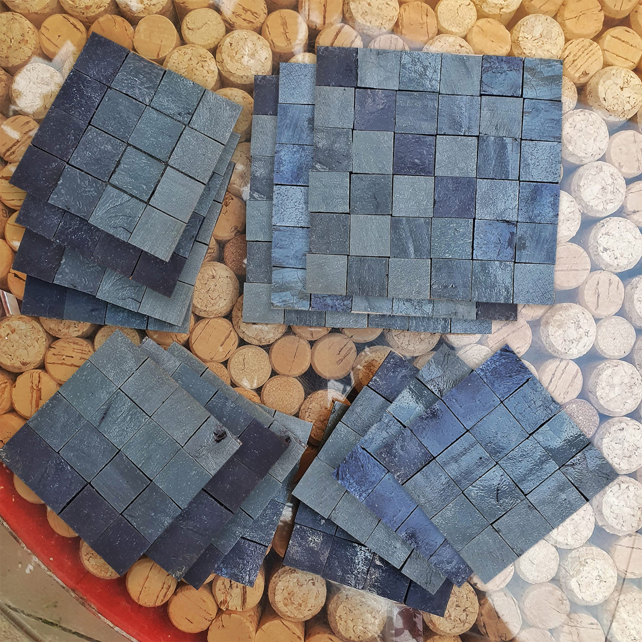 Gray Hues Set of 12 Glass Coasters and 3 Bottle Coasters - Alternative view 2