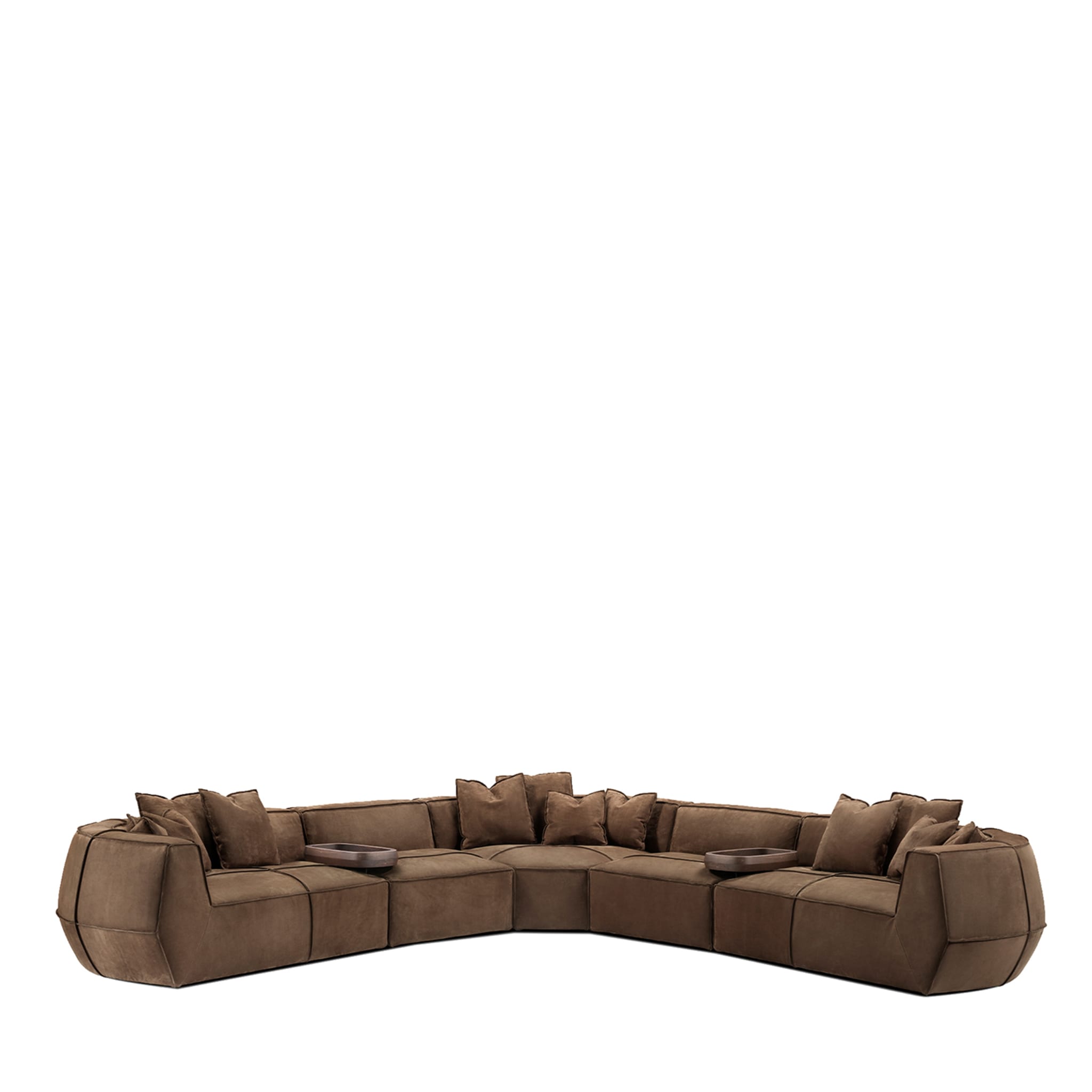 Infinito Brown Leather Sofa by Lorenza Bozzoli - Main view