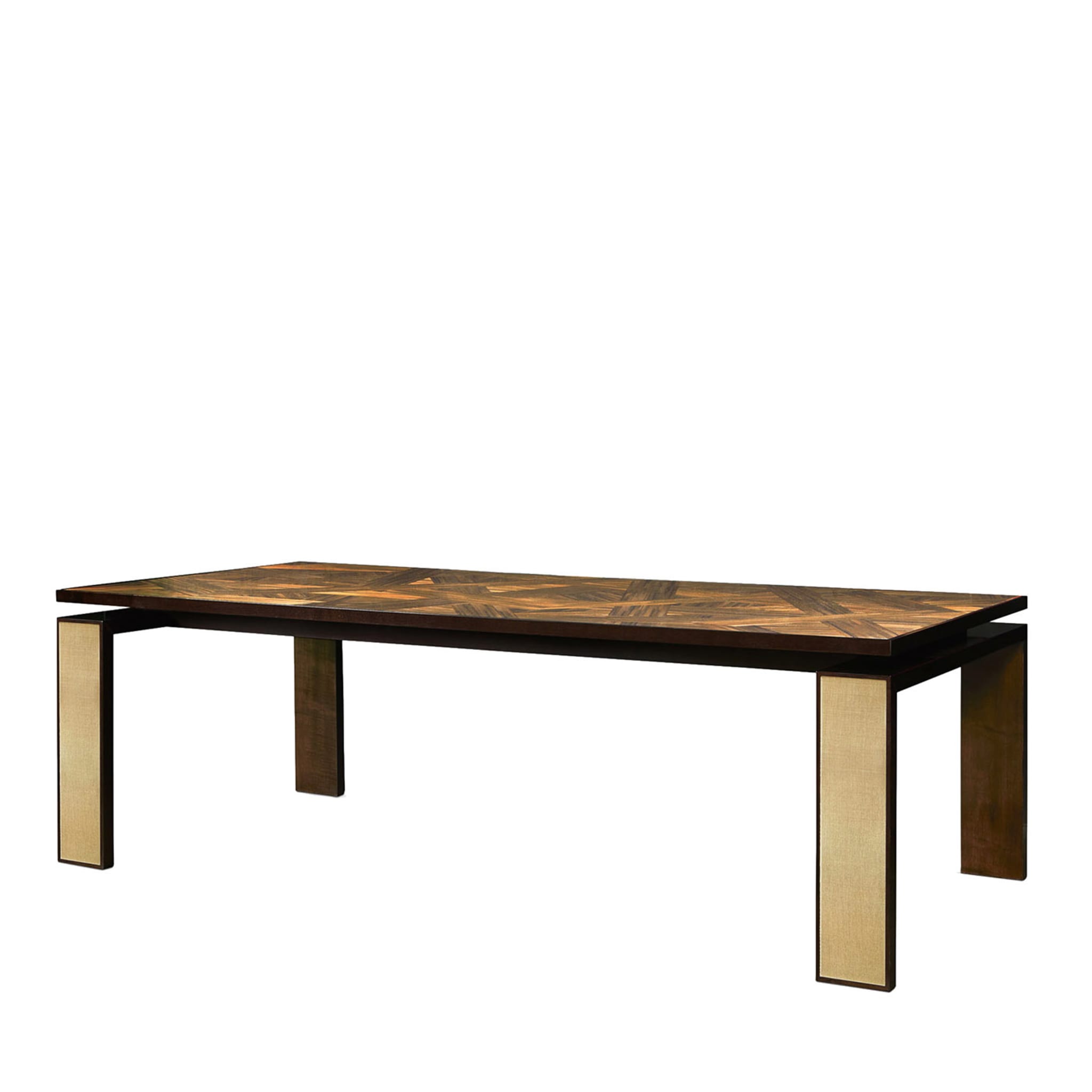 Nelson Dining Table Shiny Bronze Straw Marquetry - Main view