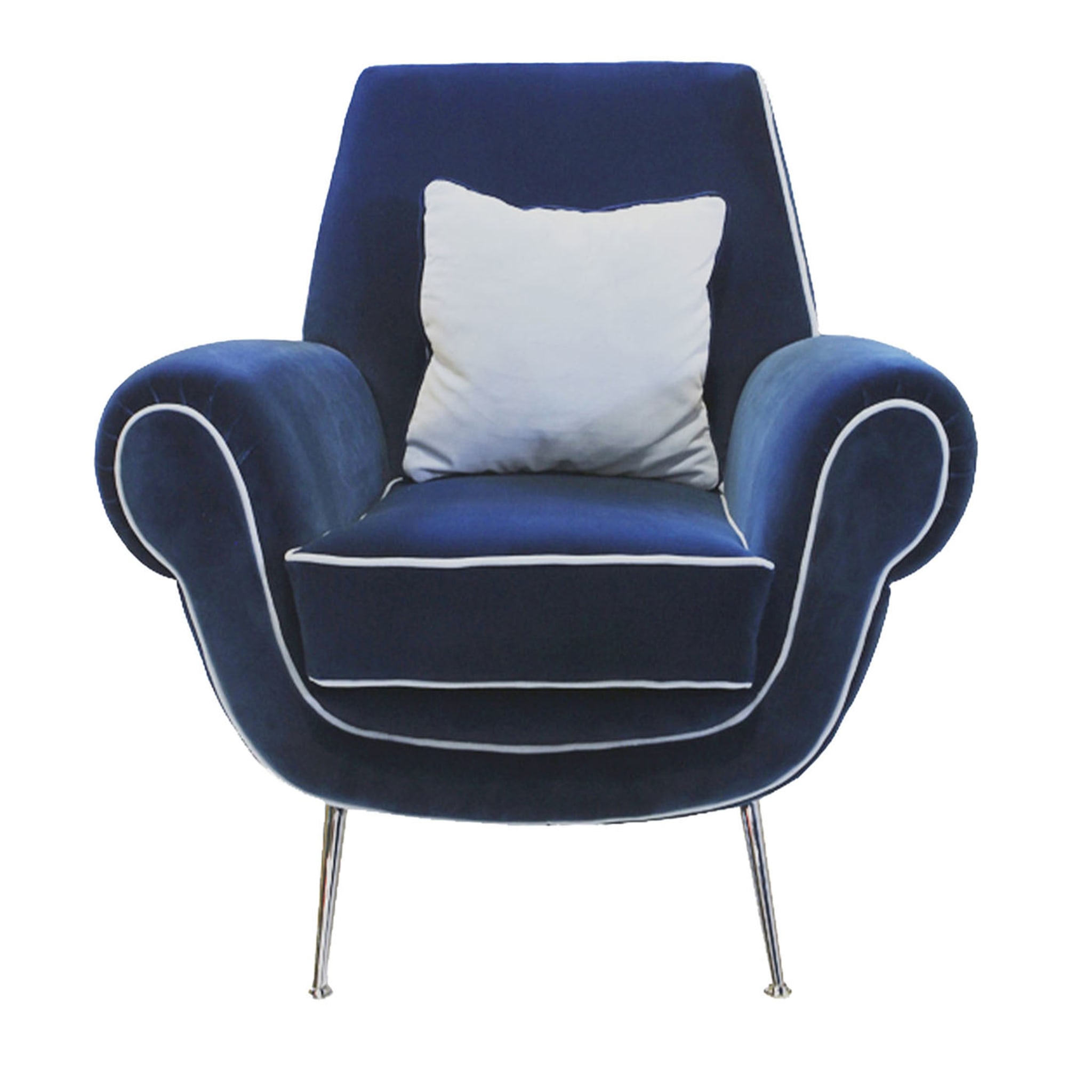 Blauer Luxus-Samt-Sessel - Hauptansicht