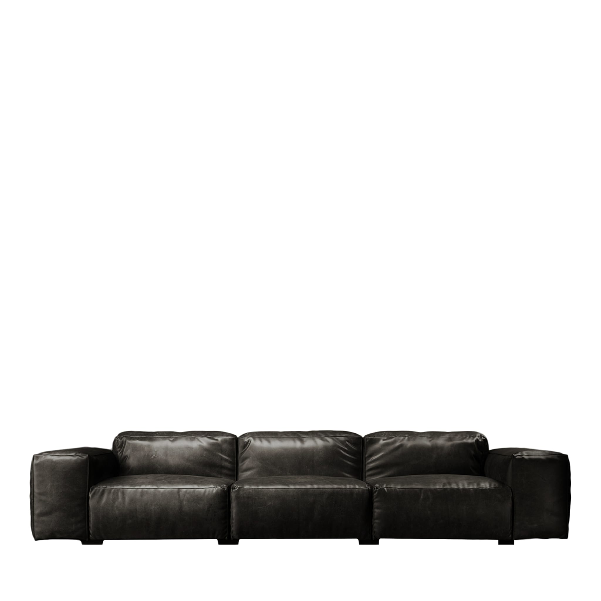 RENCONTRE MOI 3-Modular Sofa Schwarzes Leder - Hauptansicht