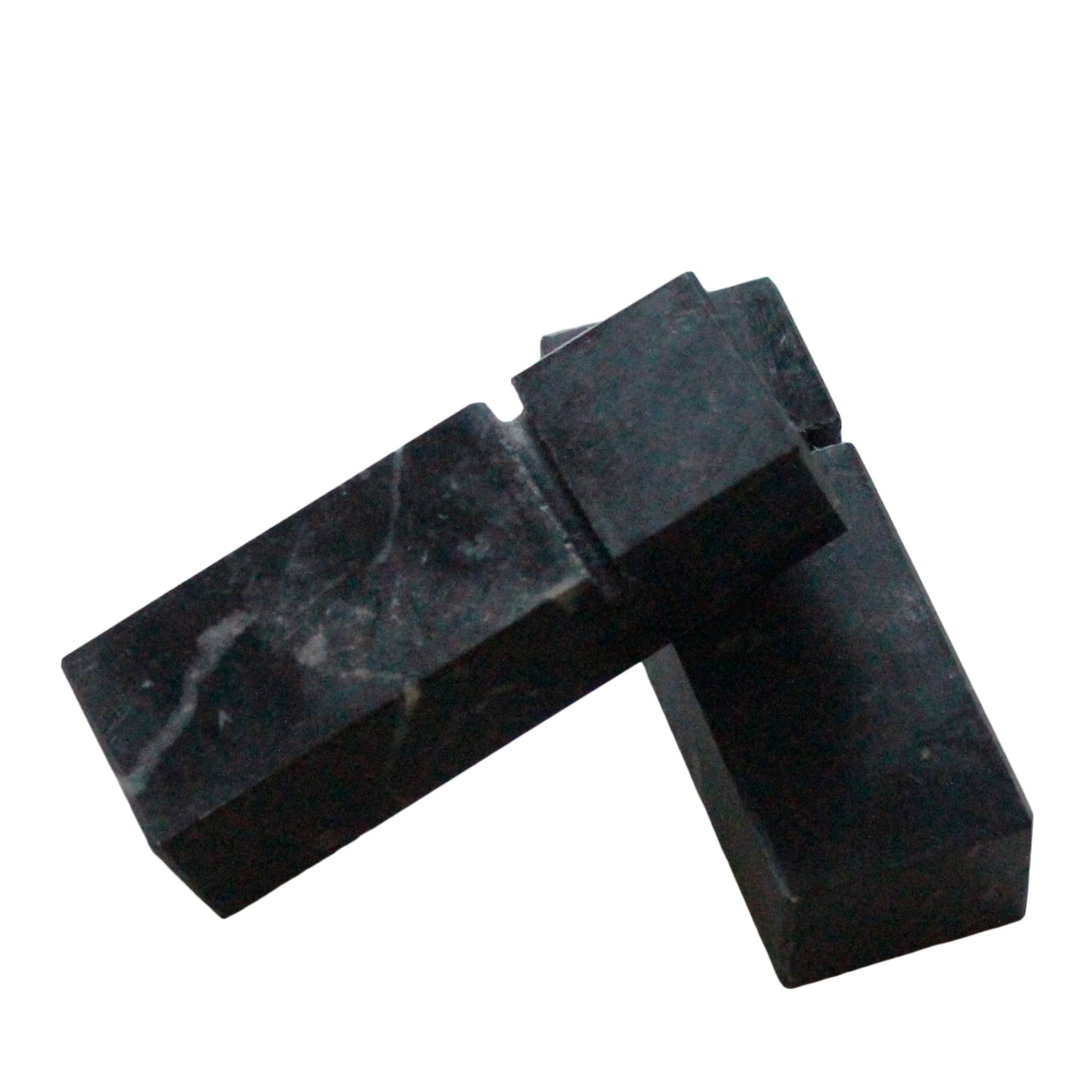 4er-Set Besteckablage aus schwarzem Marmor mit Messereinladung - Hauptansicht