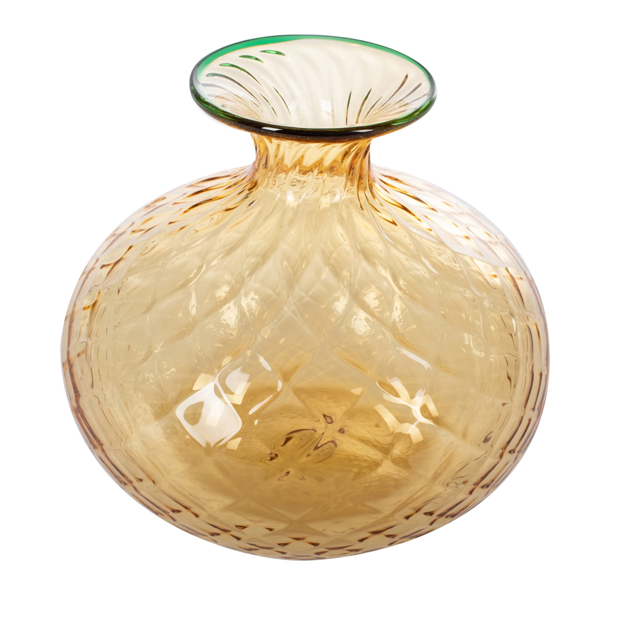Balloton Light-Amber Vase with Green Rim - Main view