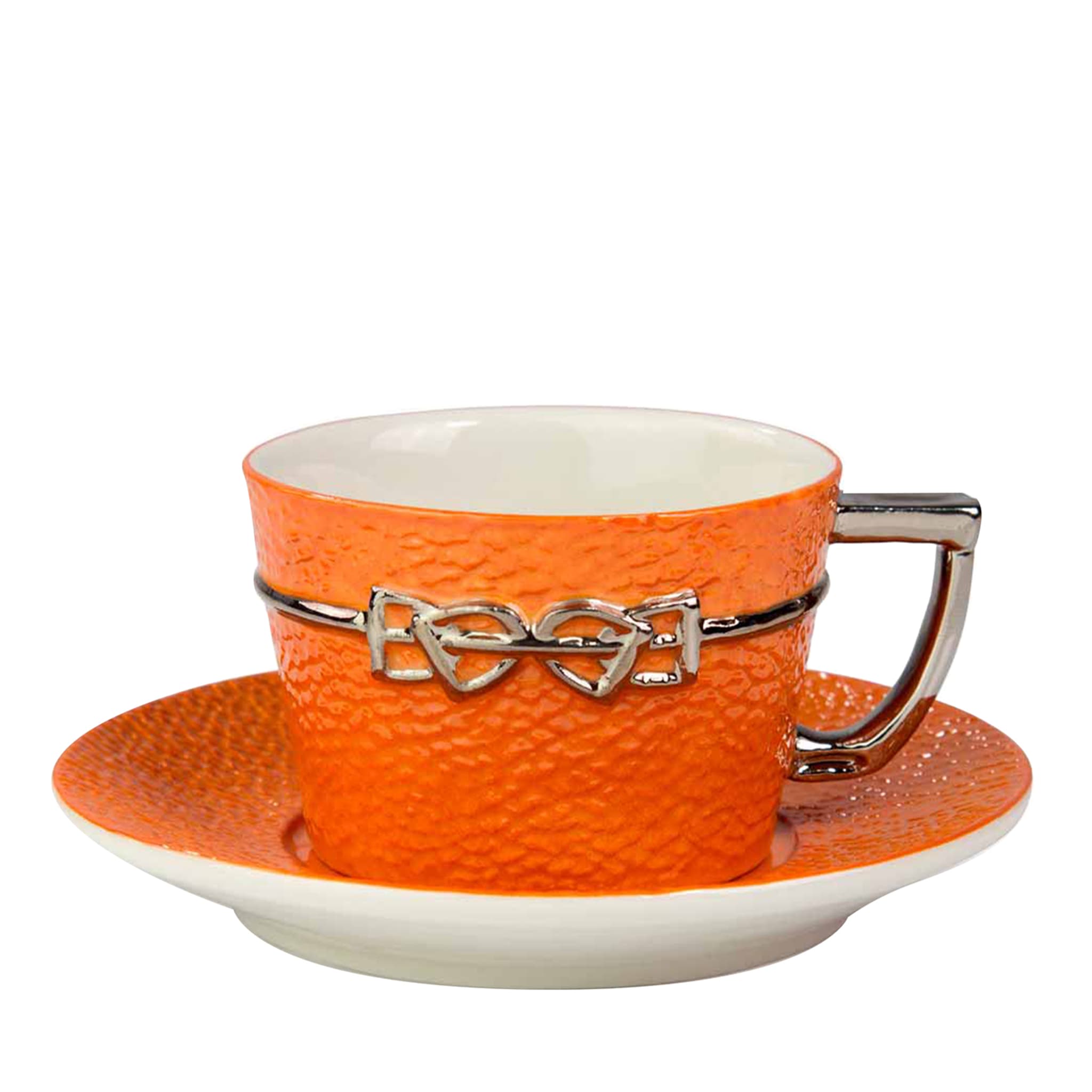 DRESSAGE COFFEE CUP AND SAUCER - ORANGE - Main view