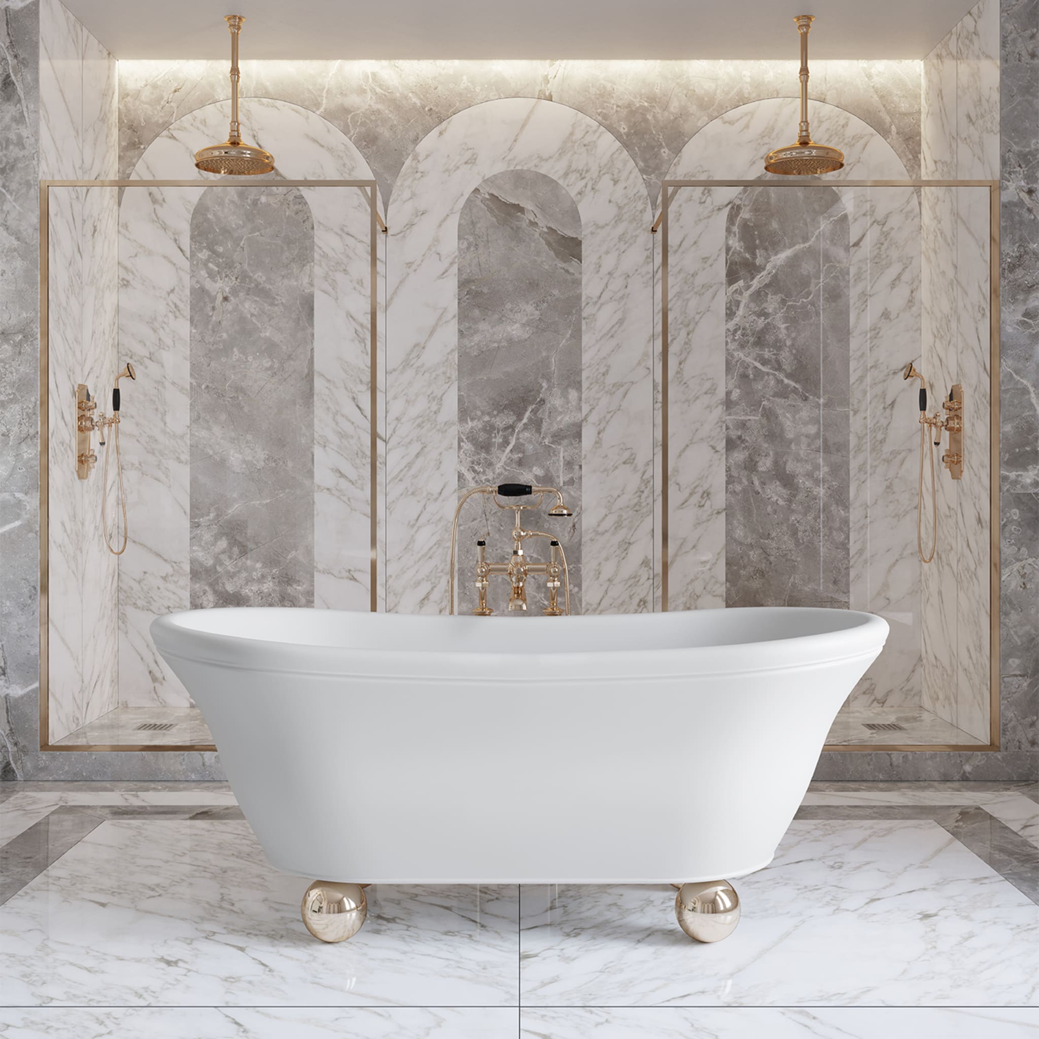 Aurora Bijoux Weiß mit goldenen Kugelfüßen Badewanne - Alternative Ansicht 1