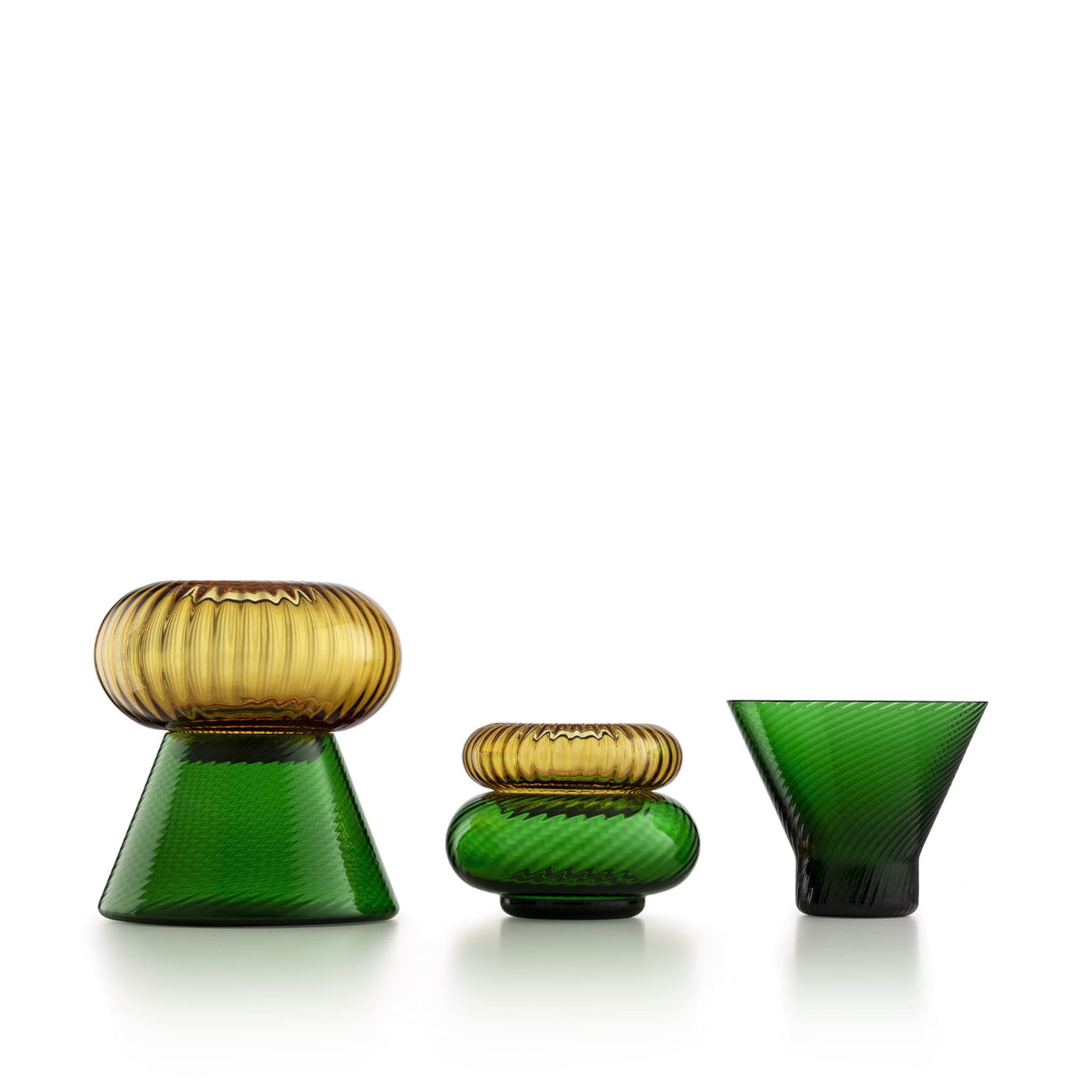 Issey Set of 5 Green and Amber Vases By Matteo Zorzenoni - Alternative view 5
