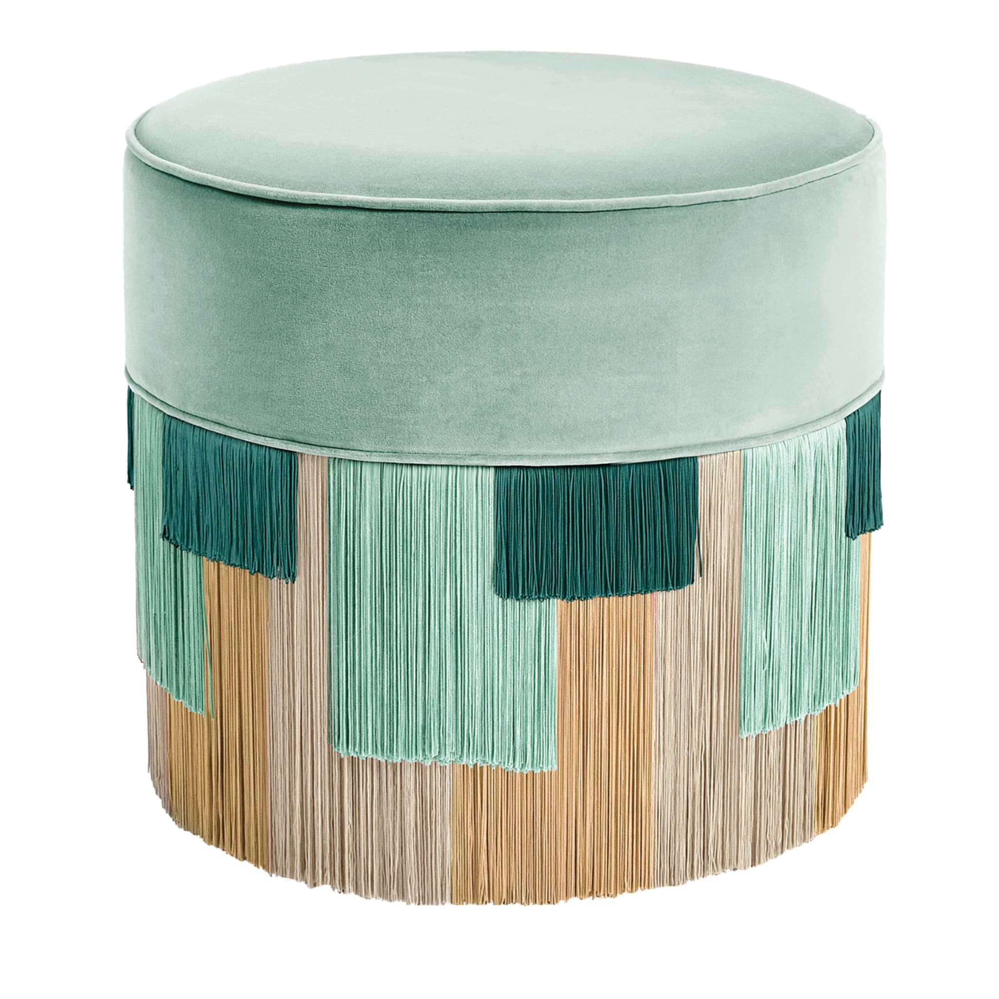 Mint Couture Geometric Stripe Pouf - Main view