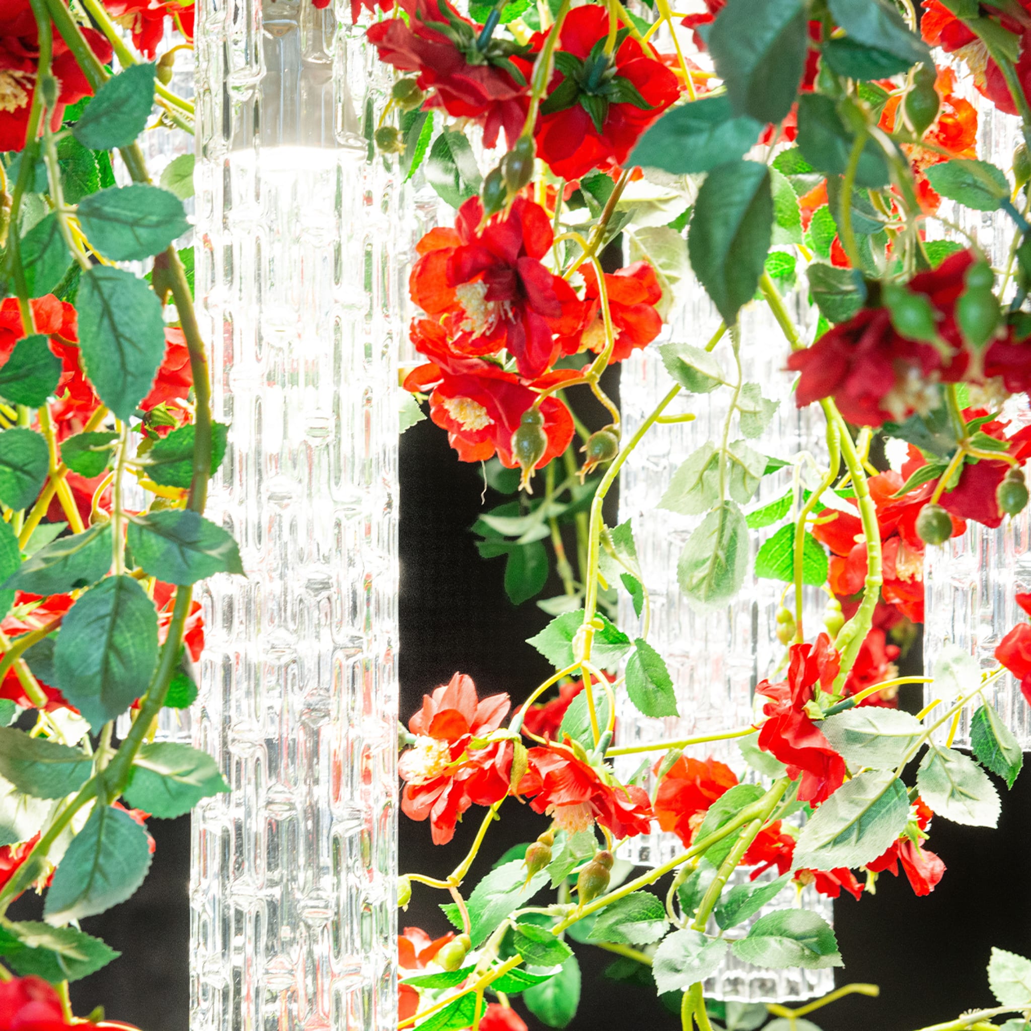 Flower Power Wild Red Roses Square Chandelier - Alternative view 4