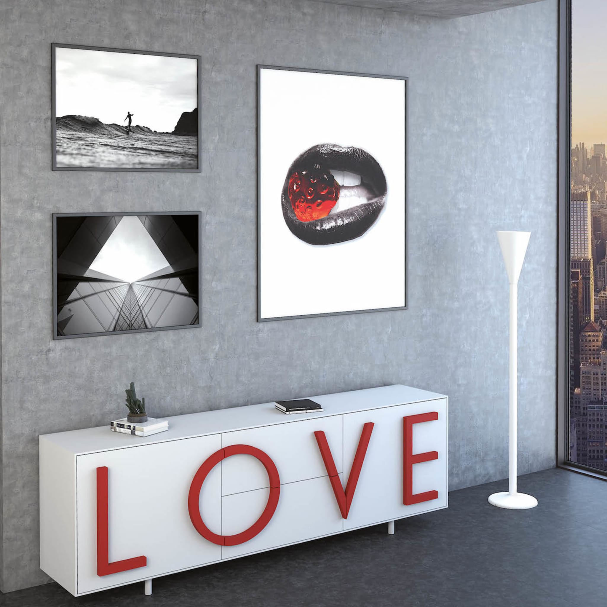 Love White & Red Sideboard by Fabio Novembre - Alternative view 1