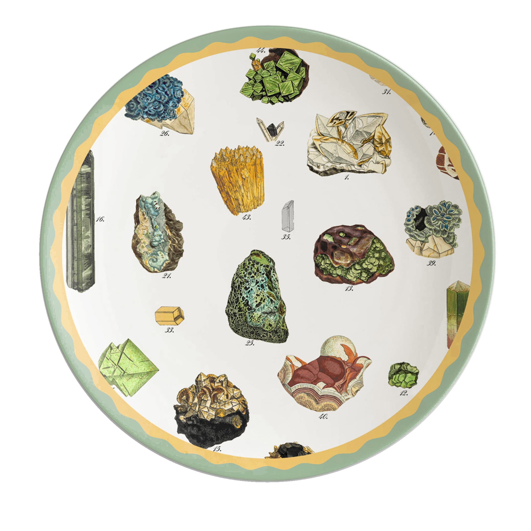 Cabinet De Curiosités Set Of 2 Porcelain Dessert Plates With Minerals - Main view