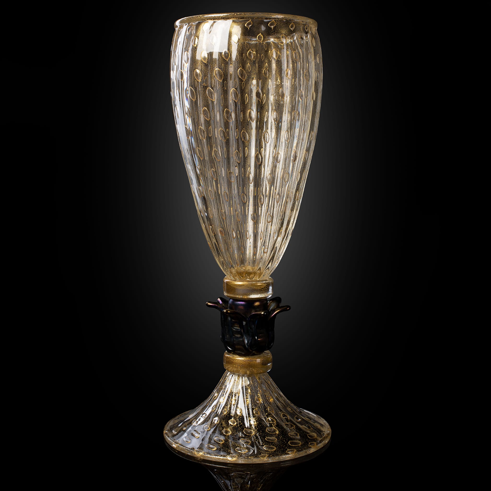 24K Gold &amp; Schwarz Vase mit Fuß - Alternative Ansicht 3