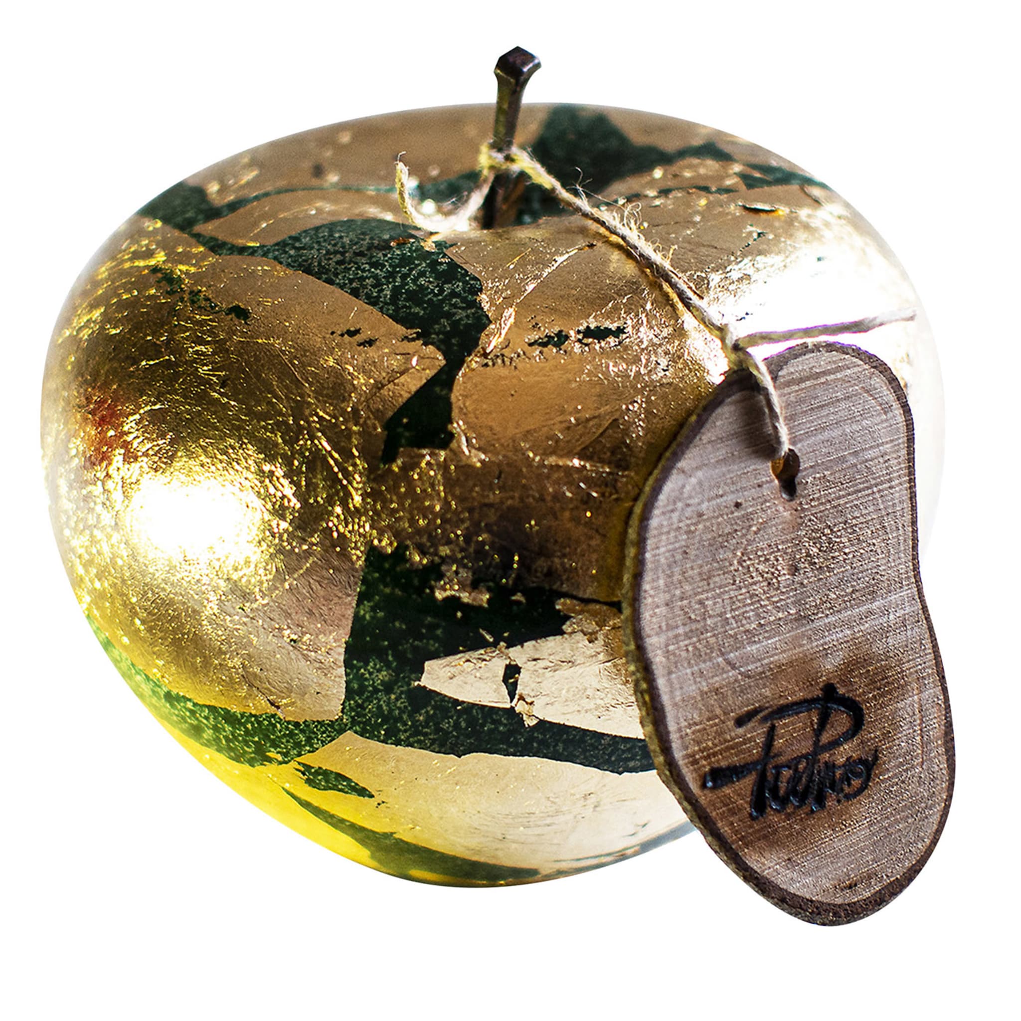 Gold Leaves Green Apple Sculpture - Main view
