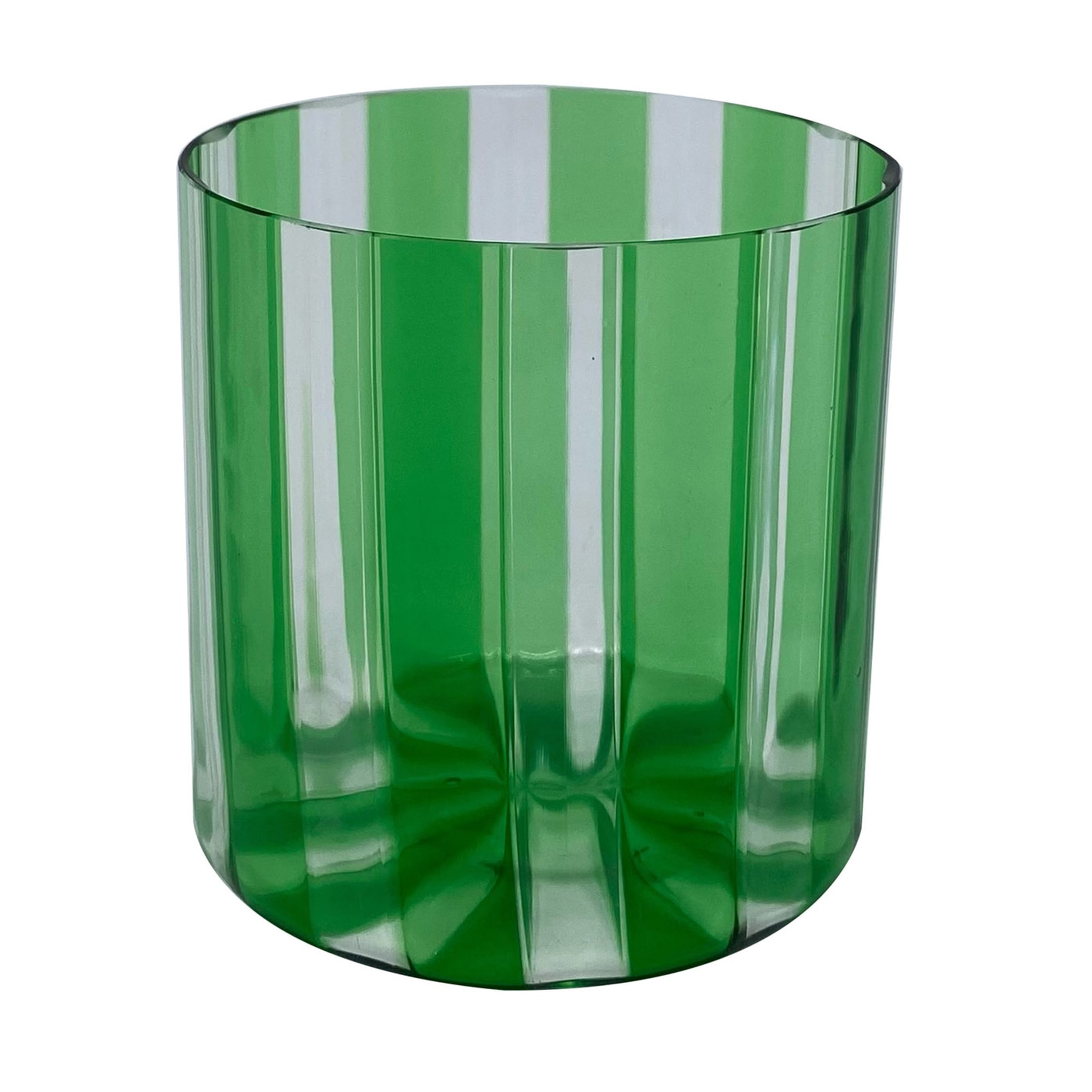 Set of 2 Small Ribbed Green Water Glasses - Main view