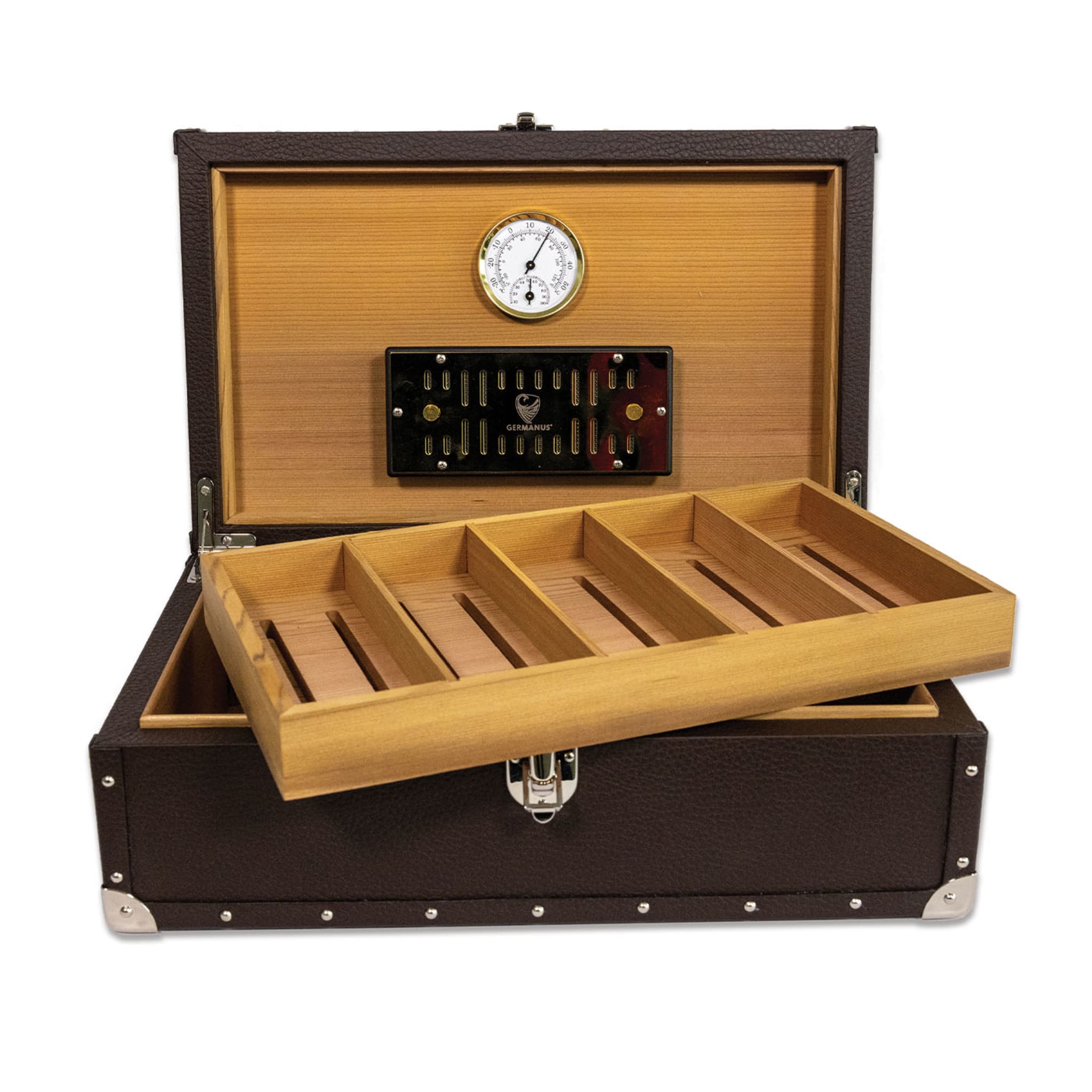Cocoa Brown Cigar Humidor Box for 100  - Alternative view 1