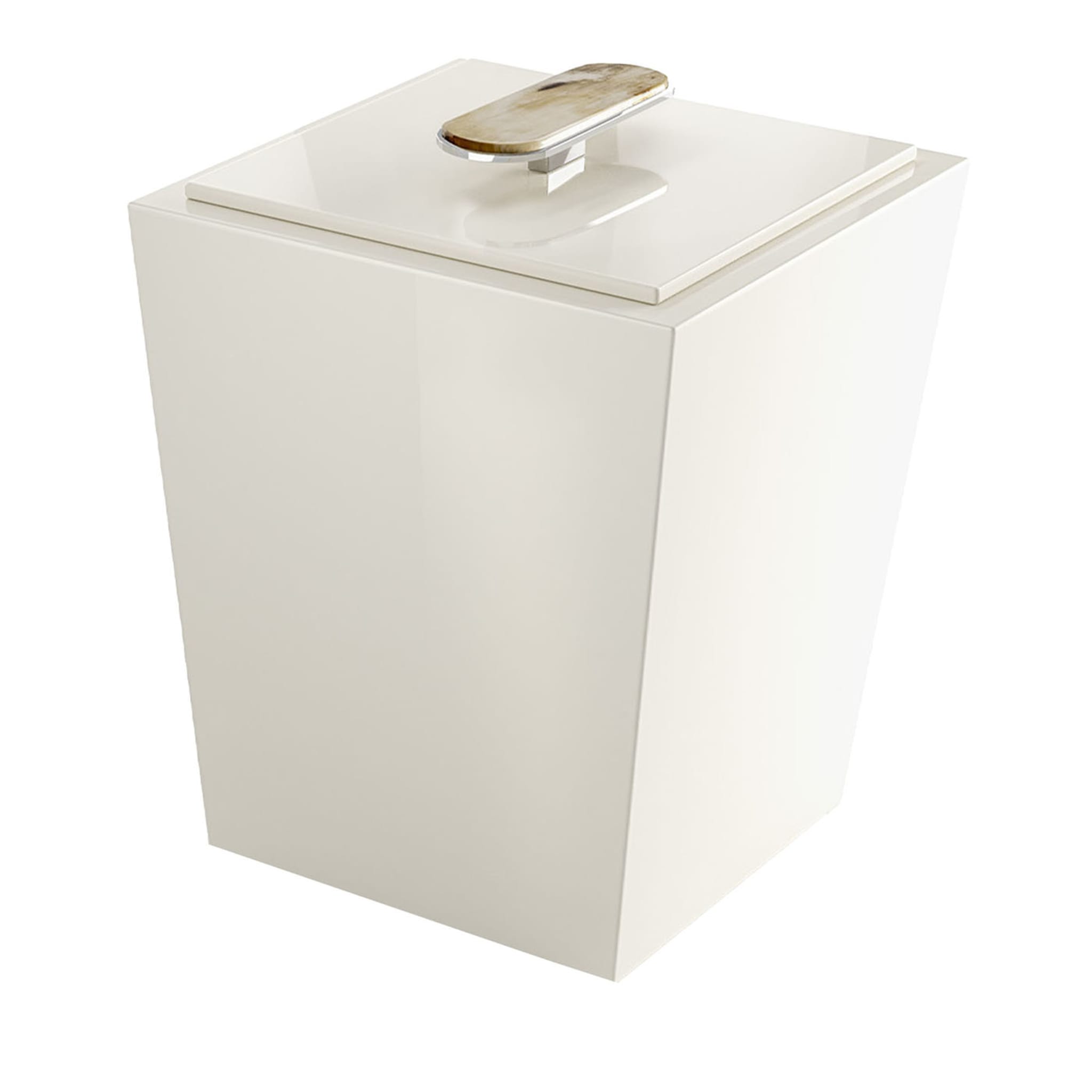 Bicco Glossy Ivory Bin with Lid - Vue principale