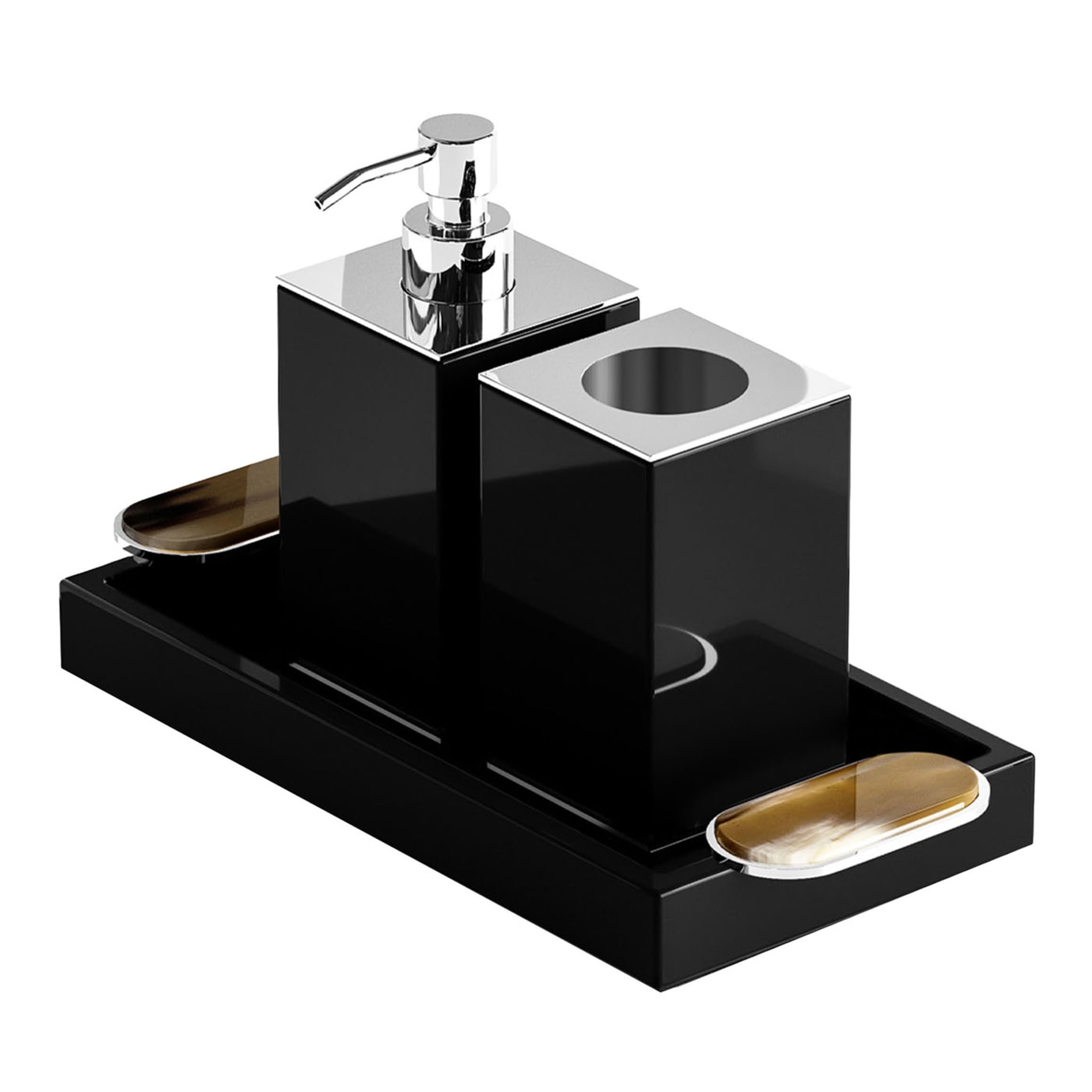 Argentella Set nero di dispenser per sapone e portaspazzolini - Vista principale