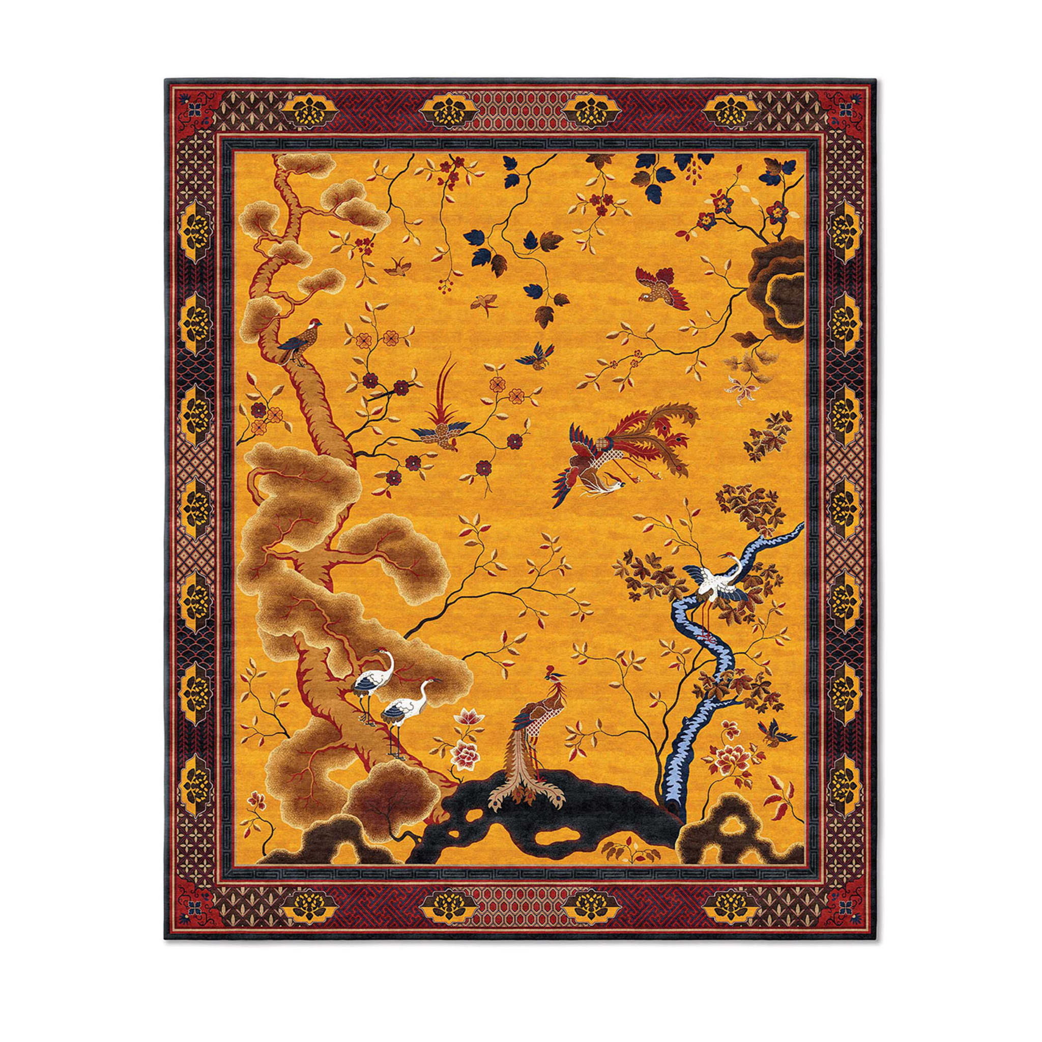 Chinesischer Phoenix Antique Gold Rechteckiger Teppich - Hauptansicht