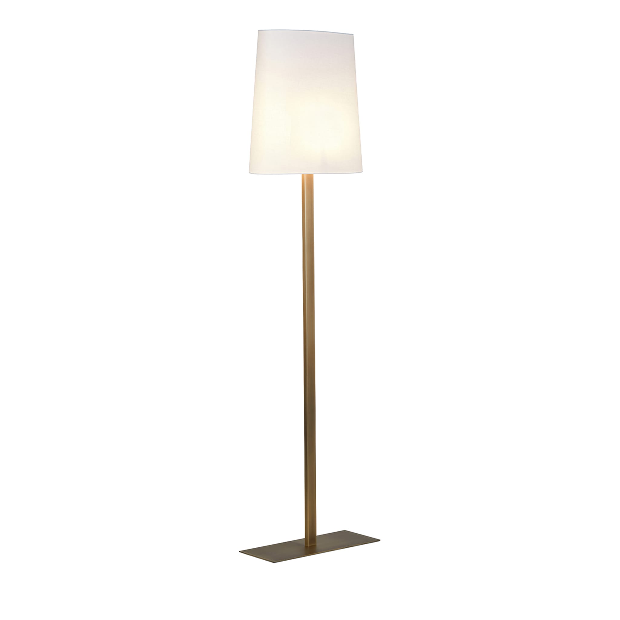 Ovale Brushed Bronzed Floor Lamp with White Cotton Shade - Main view