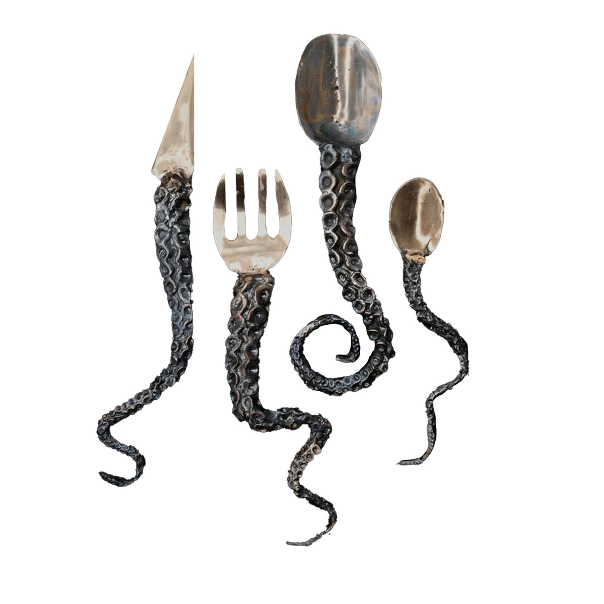 Octopus 4-Piece Black Cutlery Set - Vue principale