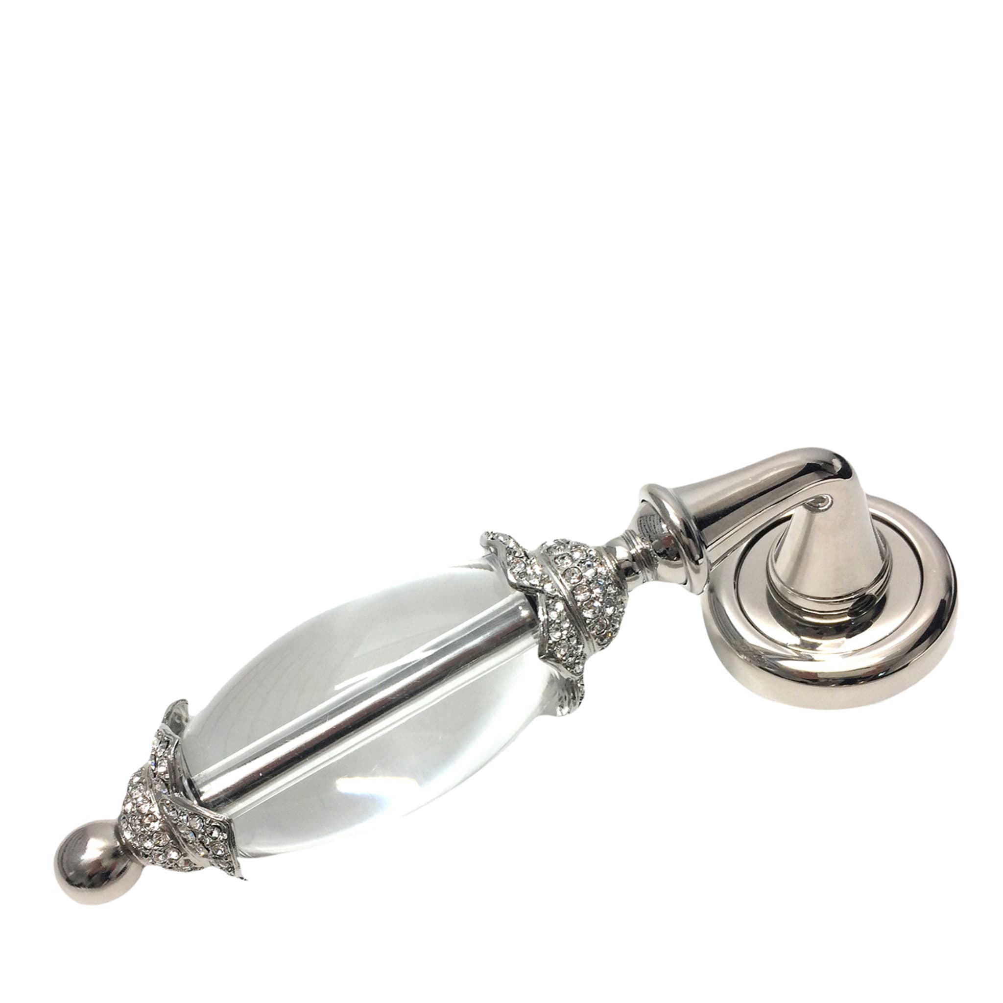 Drop-Shaped Silvery Lever On Rose Handle with Rhinestones - Main view