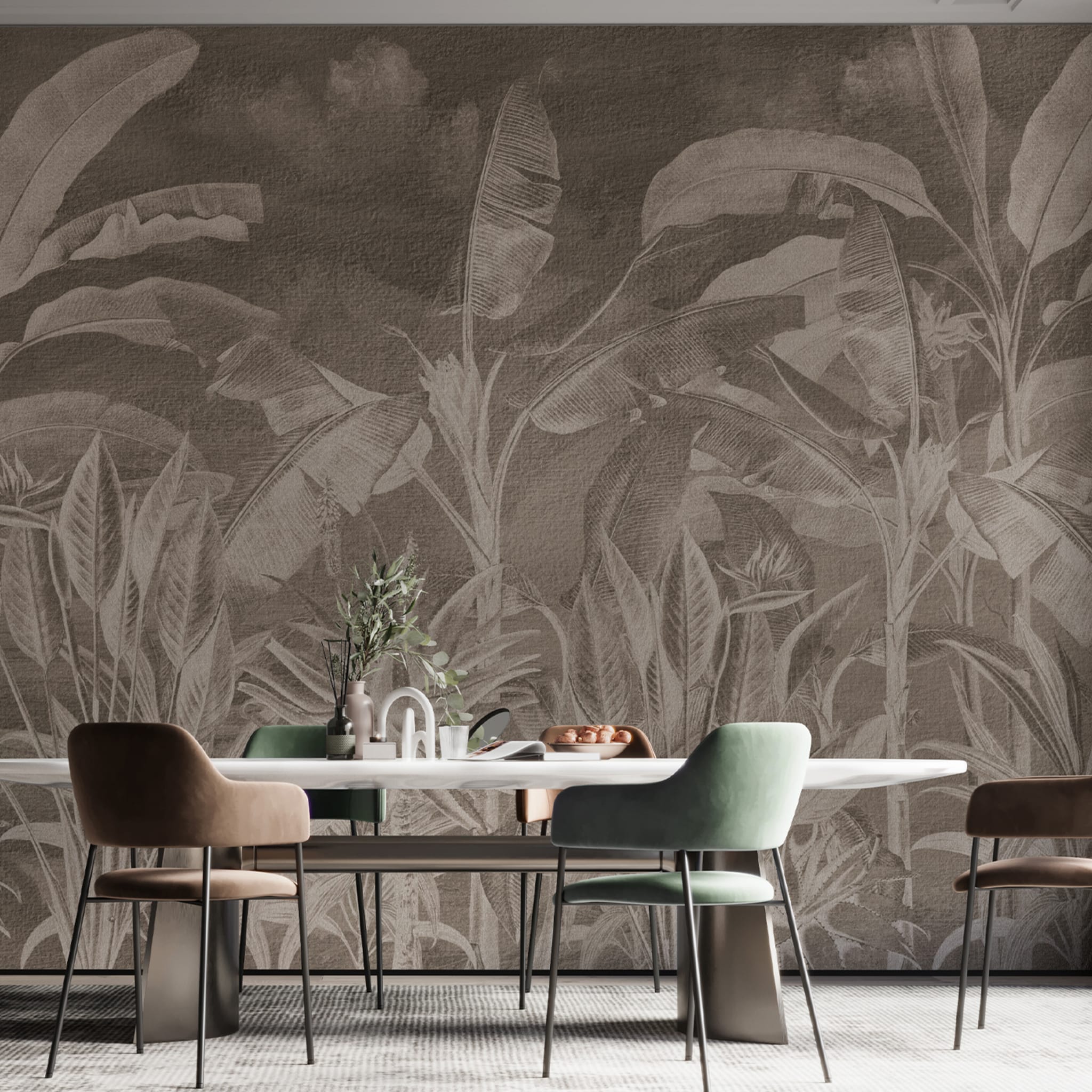 Brown tones plants textured wallpaper - Alternative view 2