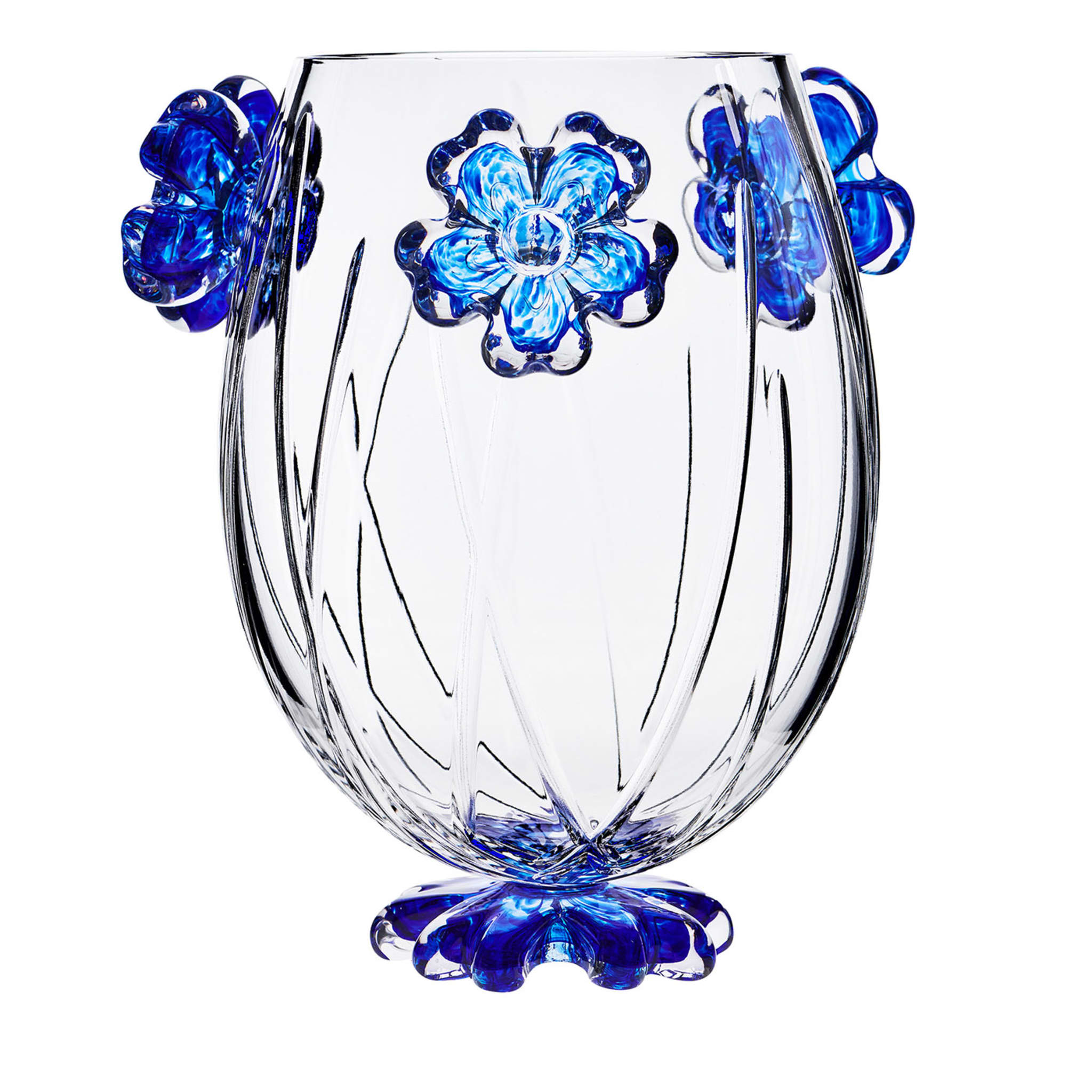 Florero con gota de Cistus y flores azules - Vista principal