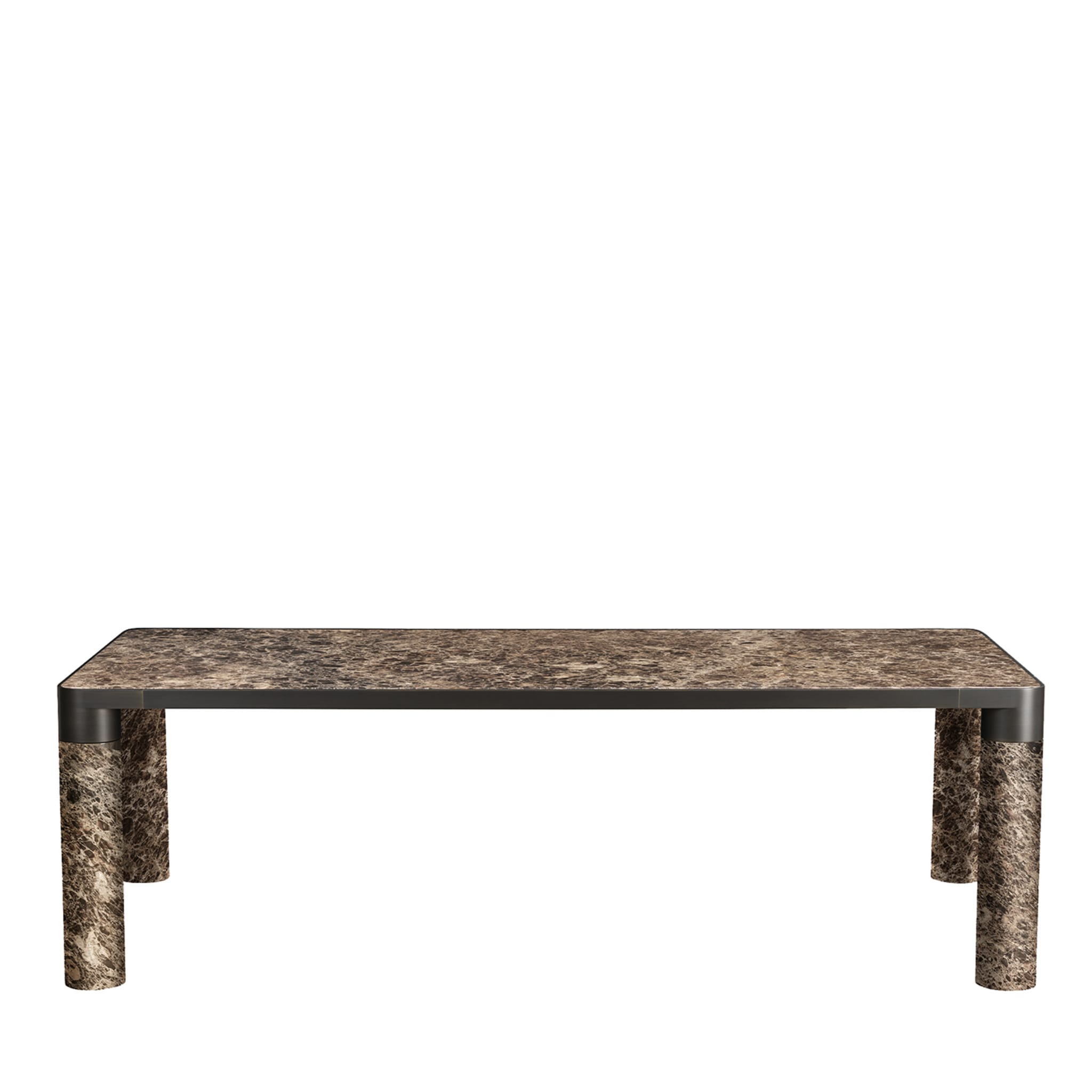 Bold Rectangular Brown Marble Dining Table by Elisa Giovannoni - Main view