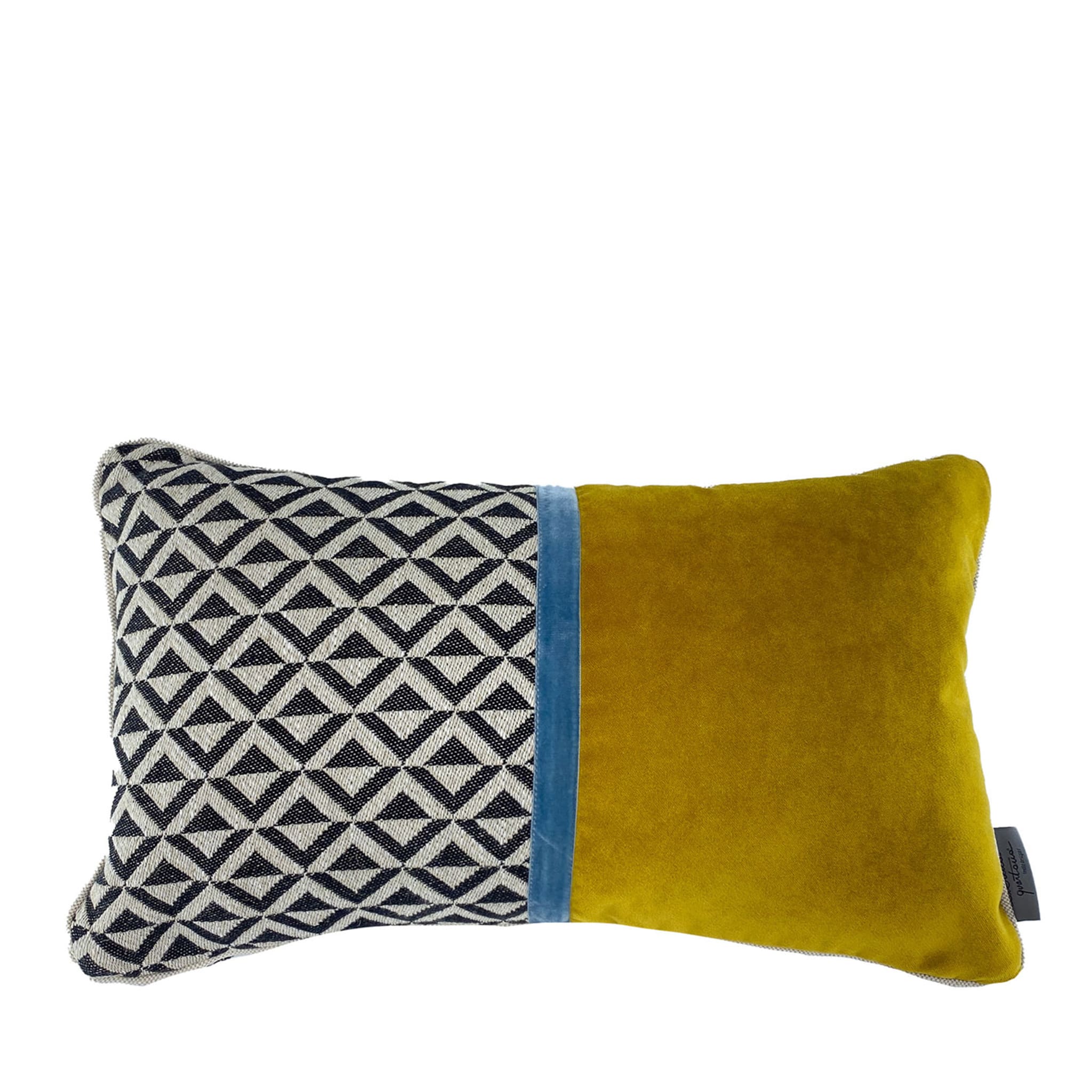 Losanghe Patterned Black&White/Saffron Yellow Rectangular Cushion - Main view