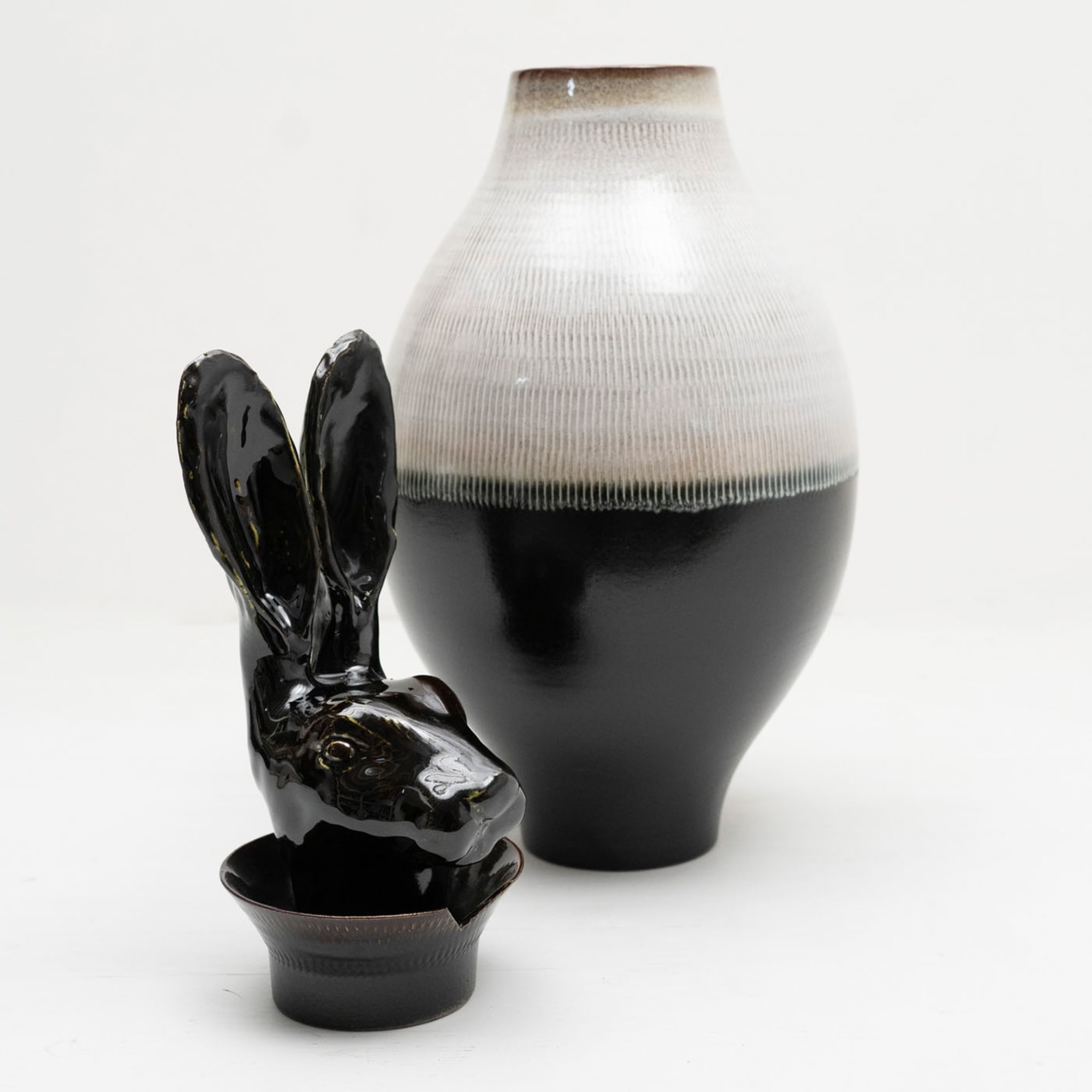 Canopo Lepre Schwarz &amp; Weiß XL Vase - Alternative Ansicht 1