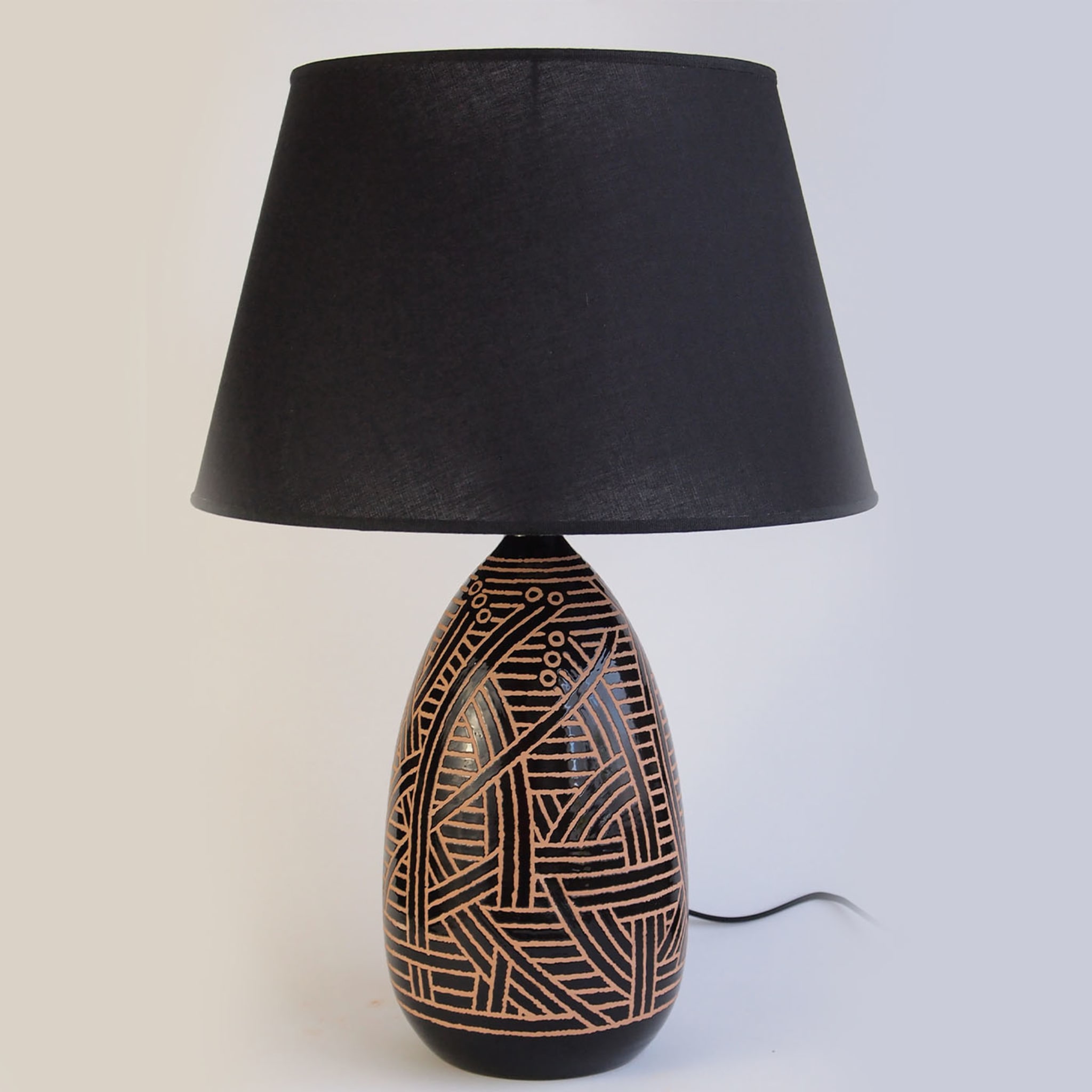 Patterned Black & Terracotta Table Lamp - Alternative view 2