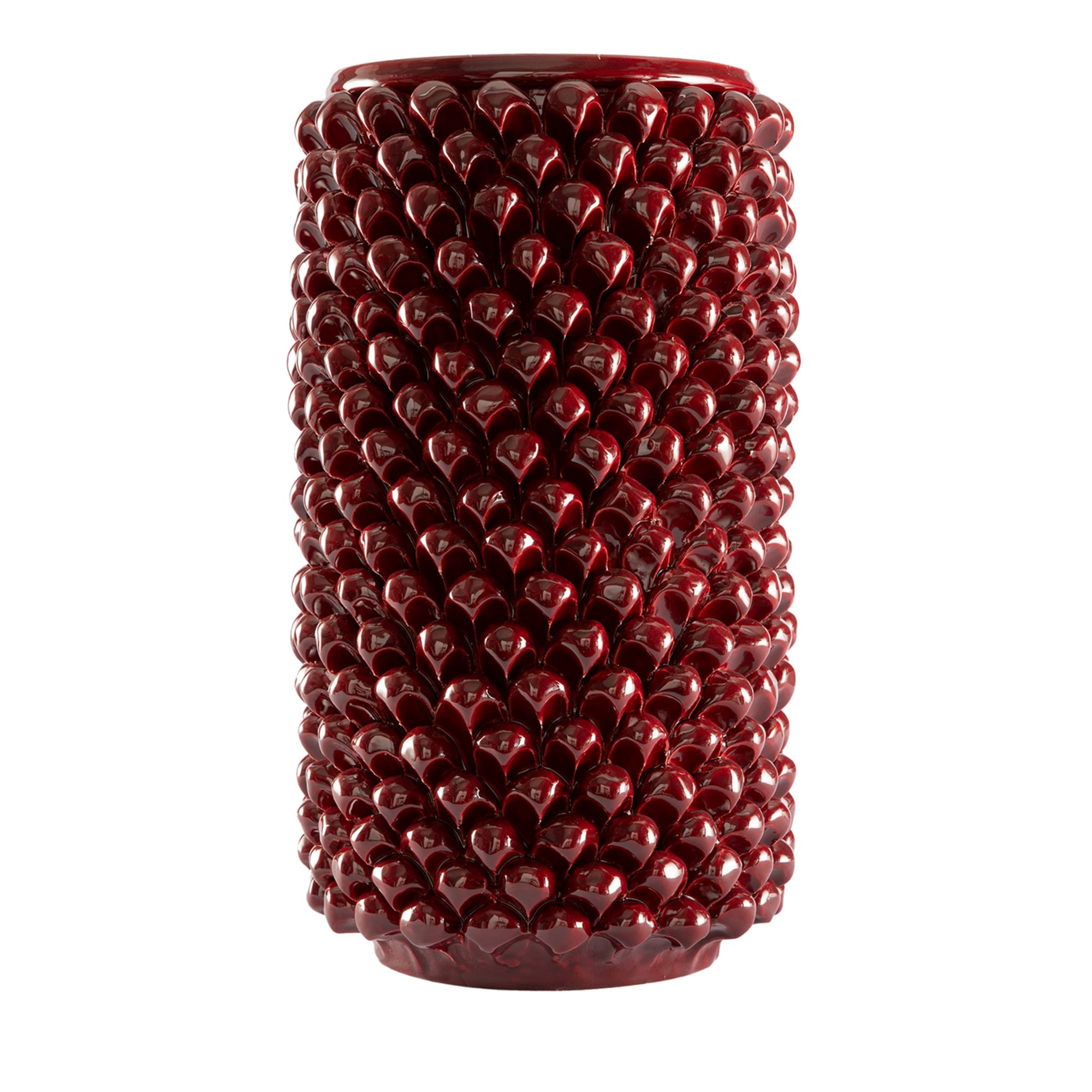 Vaso Bordeaux cilindrico in ceramica - Vista principale
