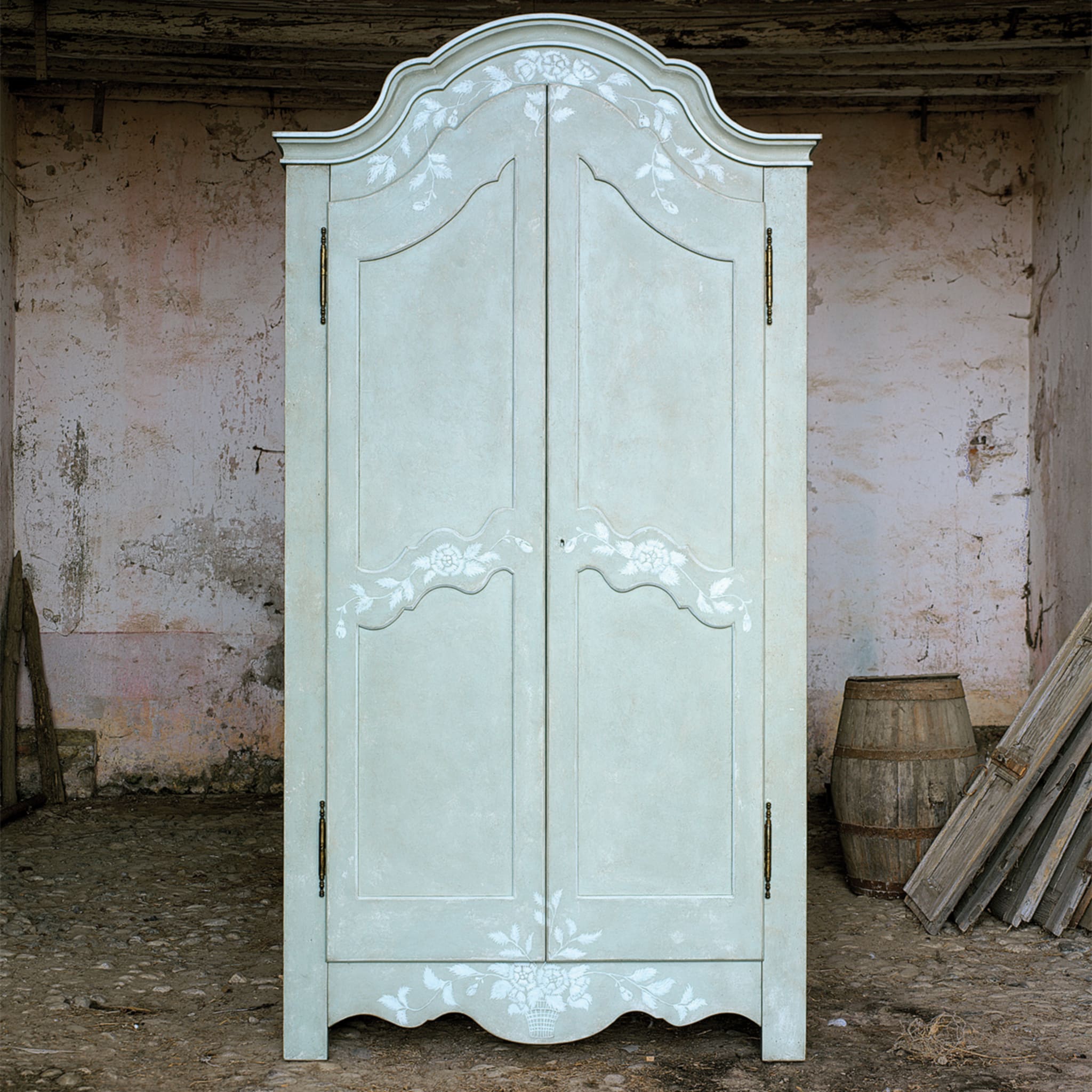 Blue Mantegna Armoire with Textural White Flowers - Alternative view 2