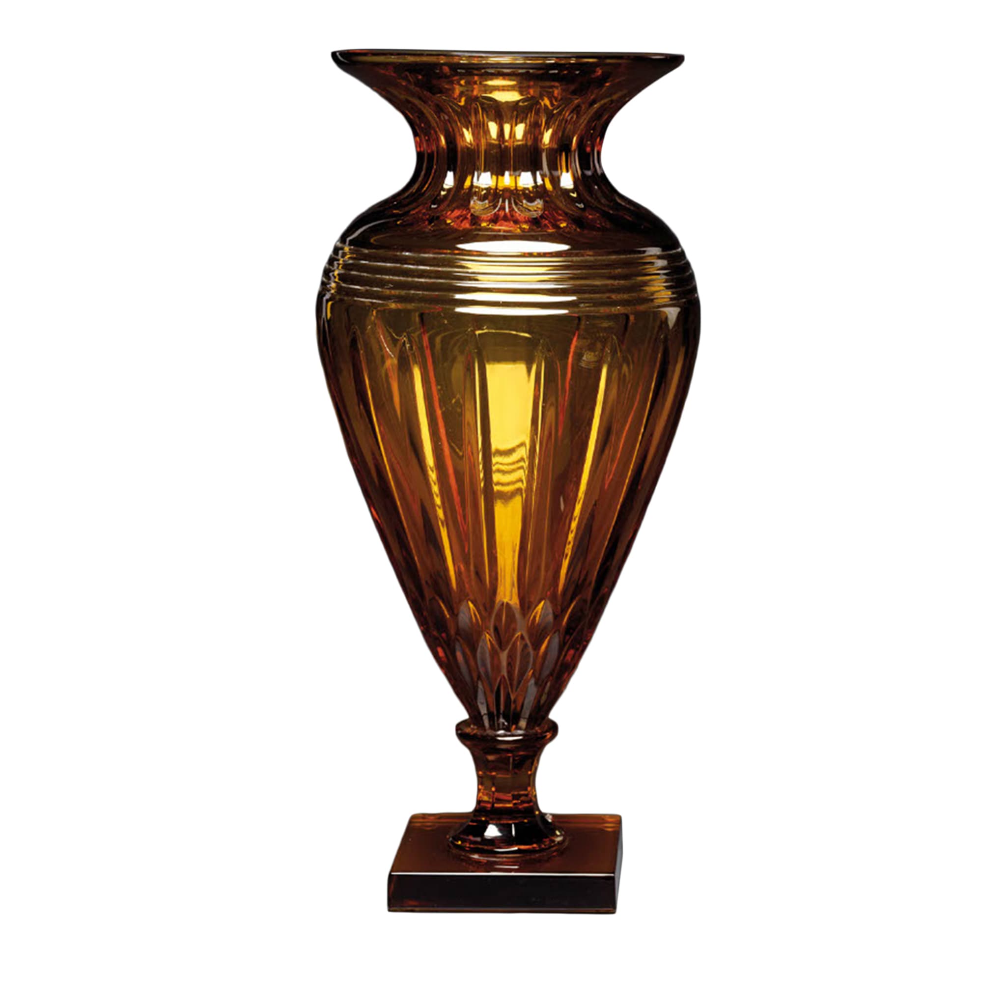 Leon Greco Grand vase à pied en ambre gravé - Vue principale