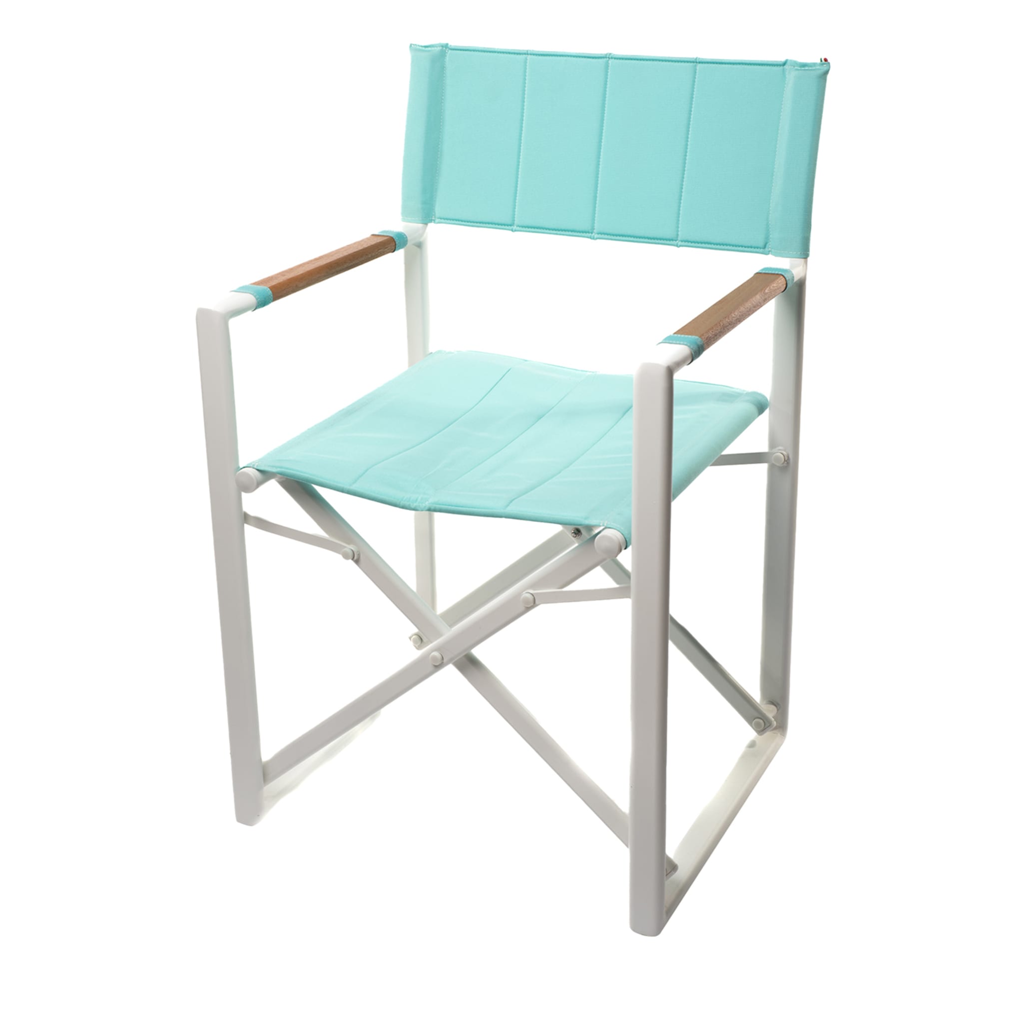 Turquoise & White Aluminum Director's Chair - Main view