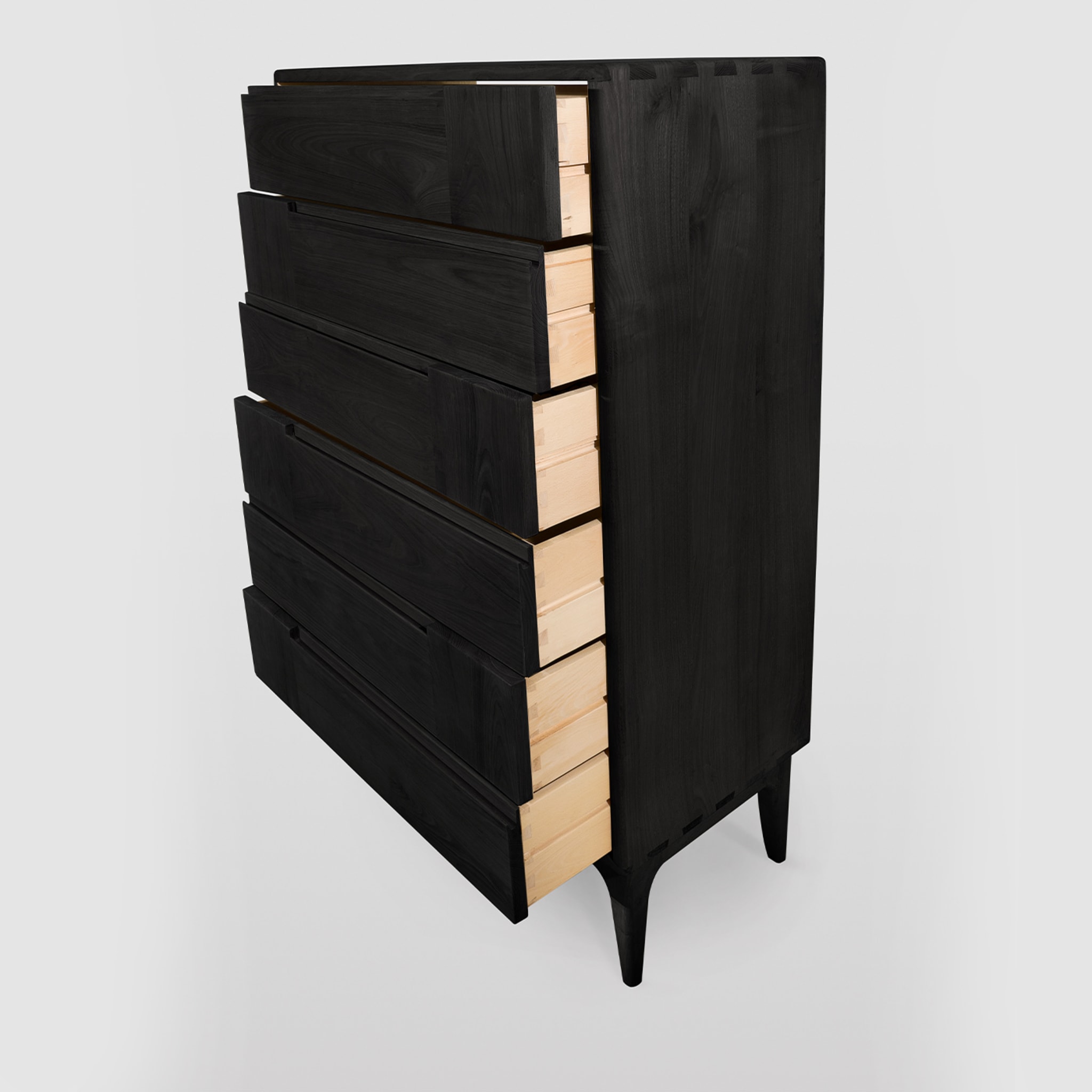 Dovetail Scandinavian Black Six-Drawer Dresser - Alternative view 2