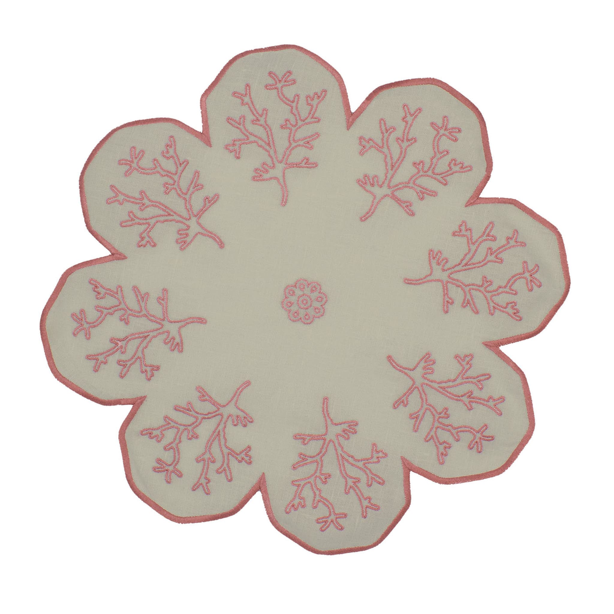 Corallo Rosa Juego de 2 manteles individuales de servicio en forma de flor de color topo - Vista principal
