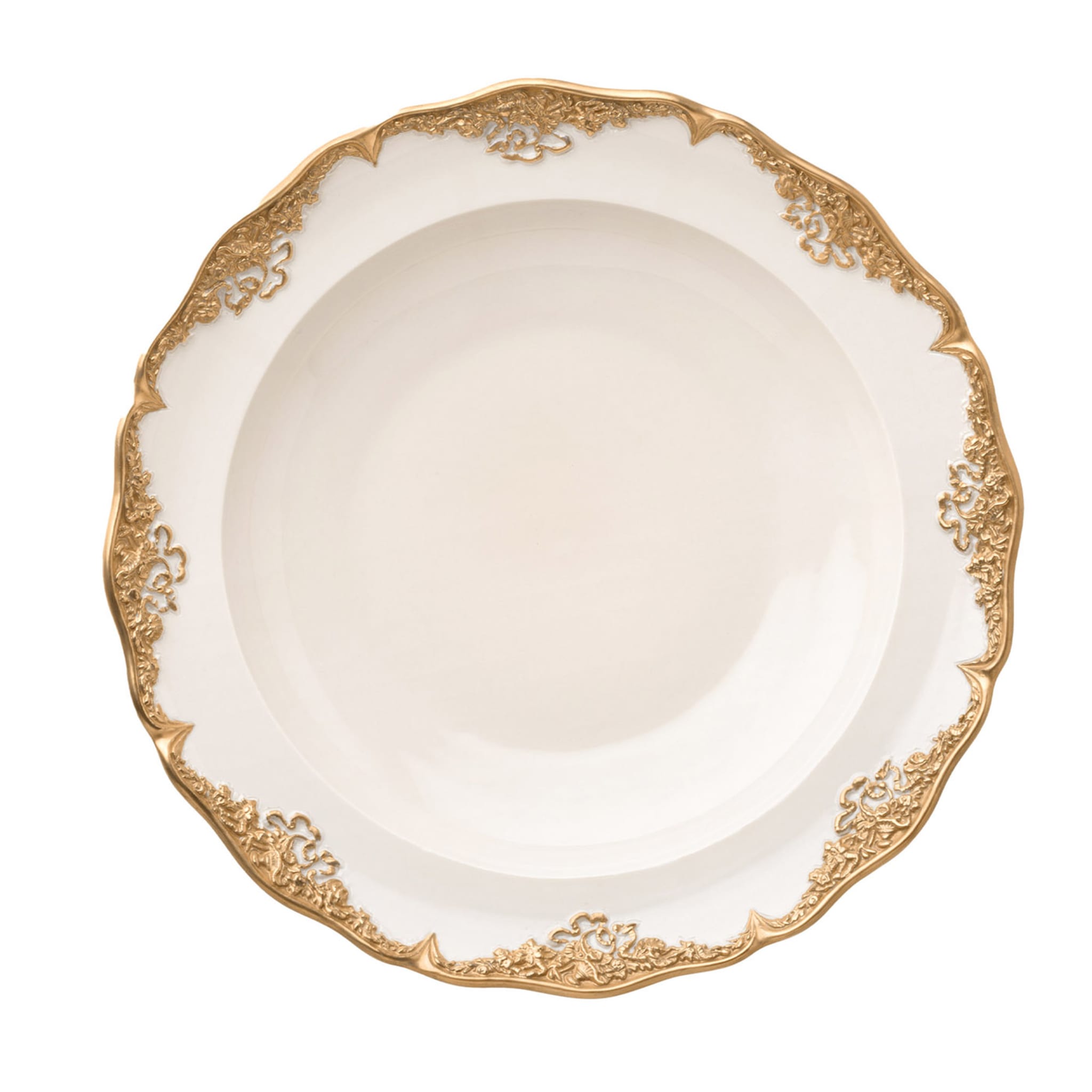 Irene Set of 2 White & Gold Soup Plates - Main view