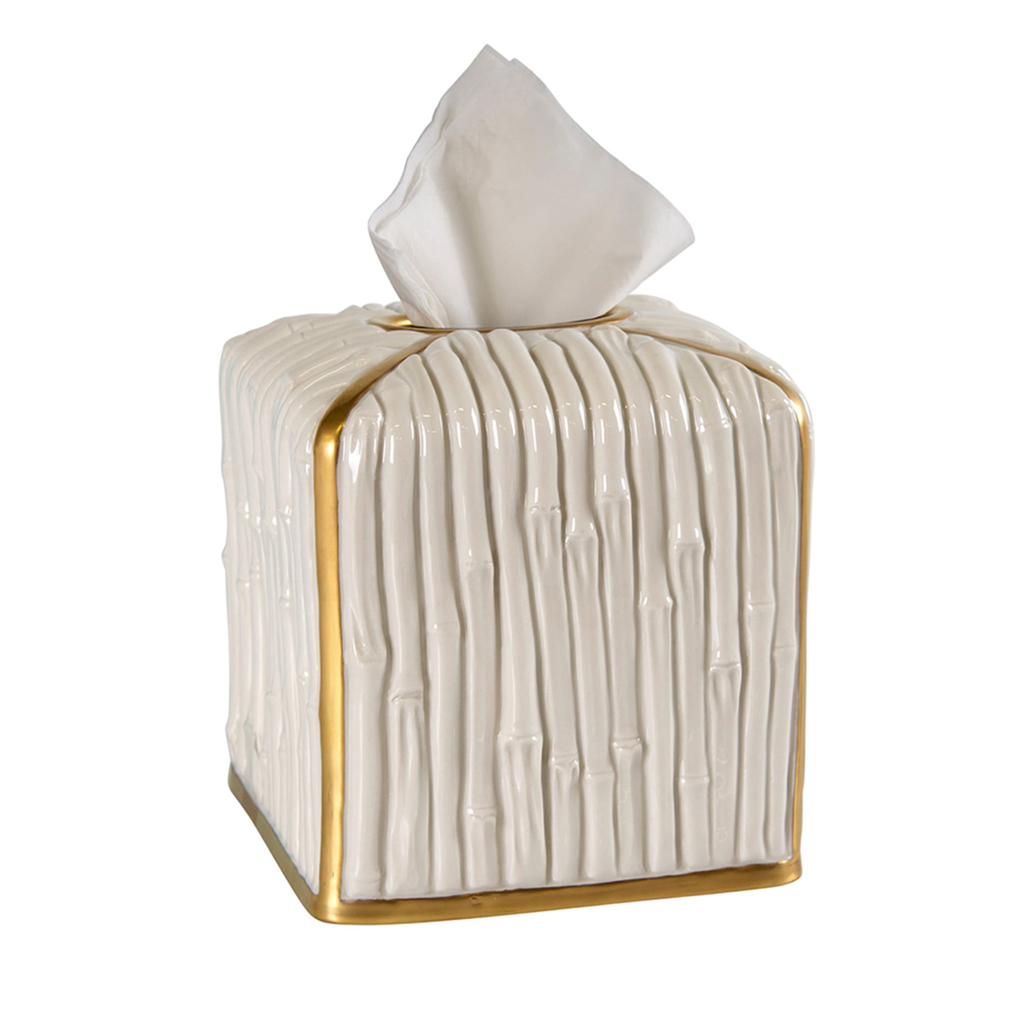 BAMBOO TISSUE BOX - WHITE AND GOLD - Main view