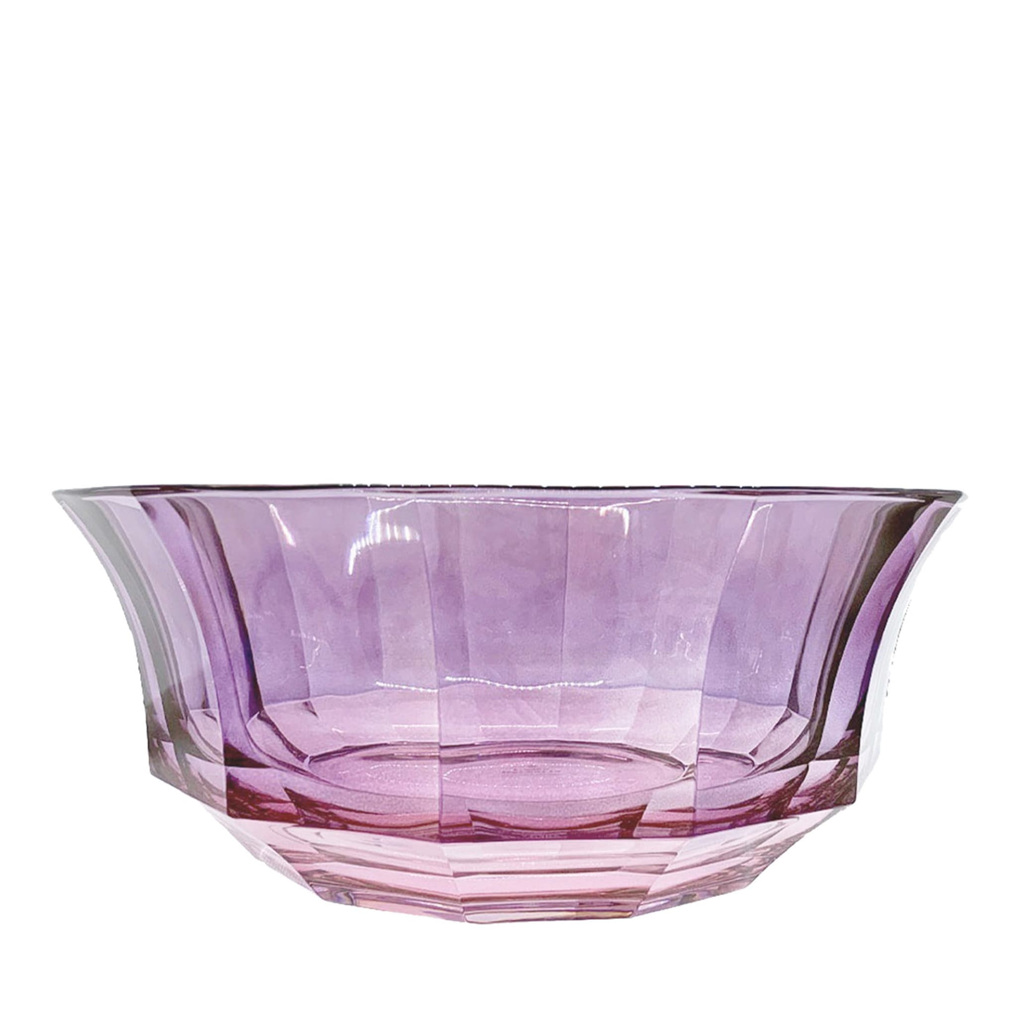 Saladier en cristal rose-violet facetté - Vue principale