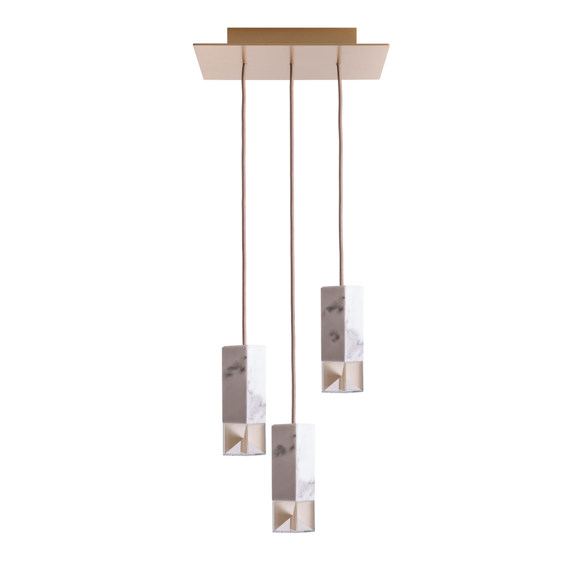 Lamp/One Marble Trio Chandelier - Main view