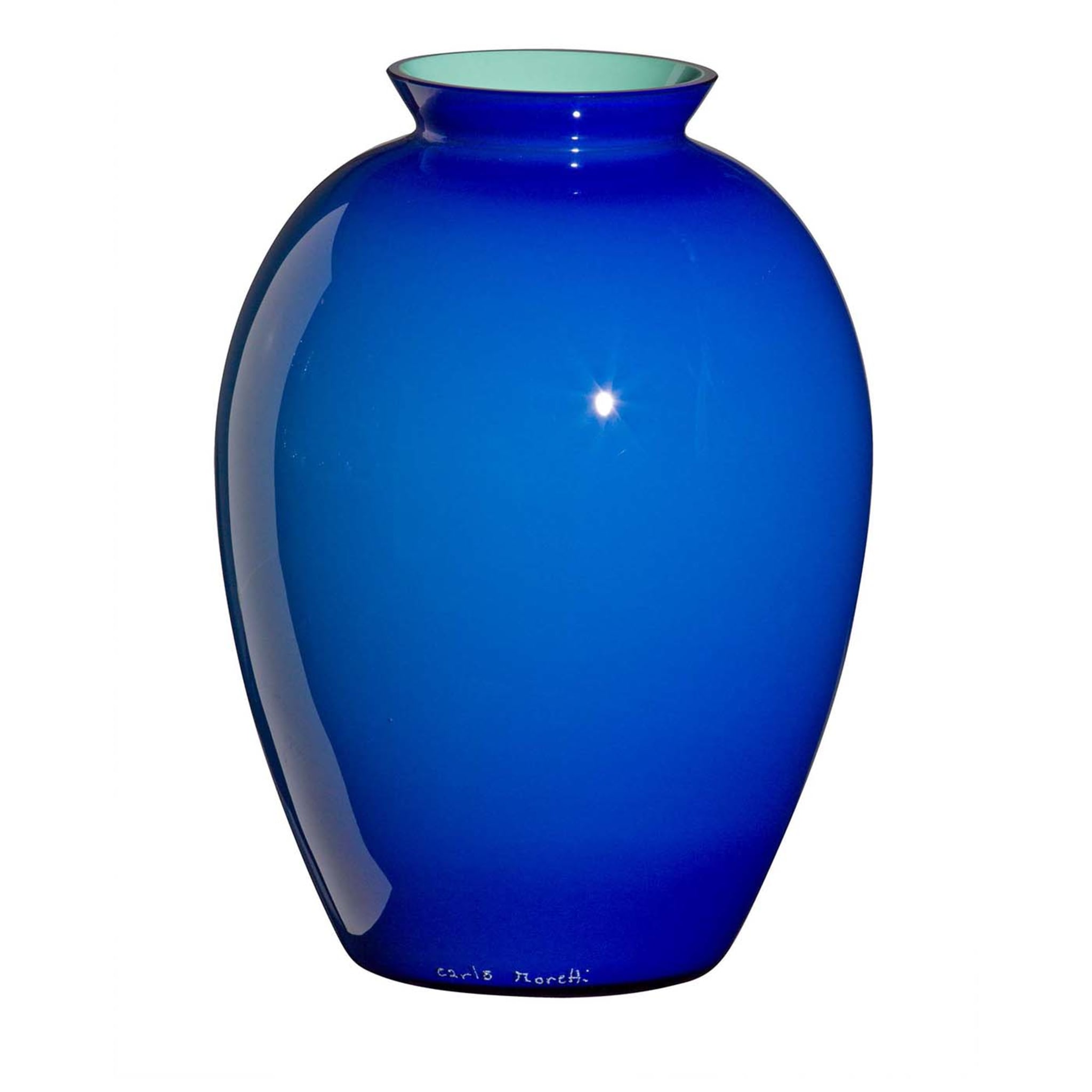 Vase moyen bleu et turquoise Lopas par Carlo Moretti - Vue principale
