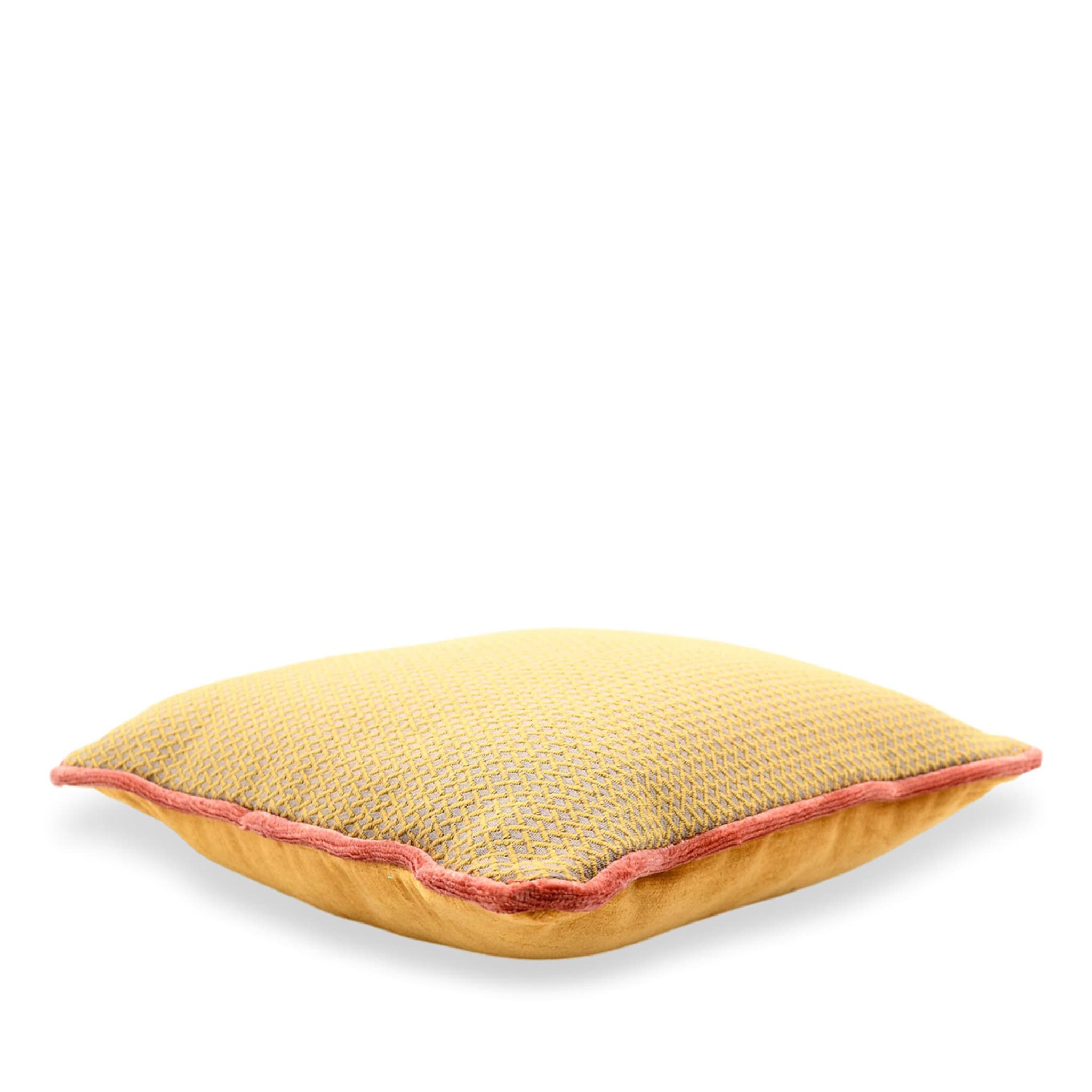 Yellow Carrè Cushion in False Unit Jacquard Fabric - Alternative view 1