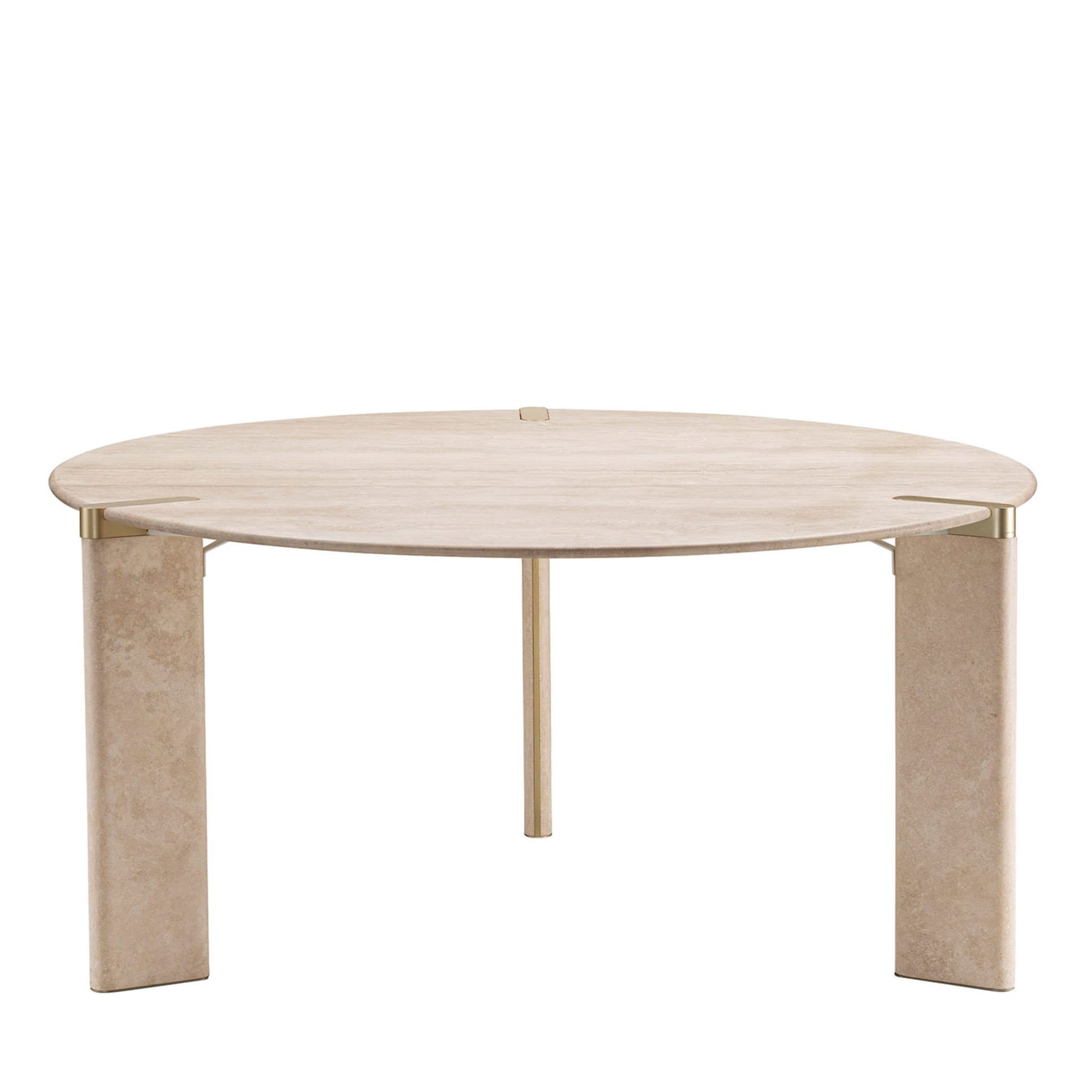 Table de salle à manger ronde en travertin Ottanta par Lorenza Bozzoli - Vue principale