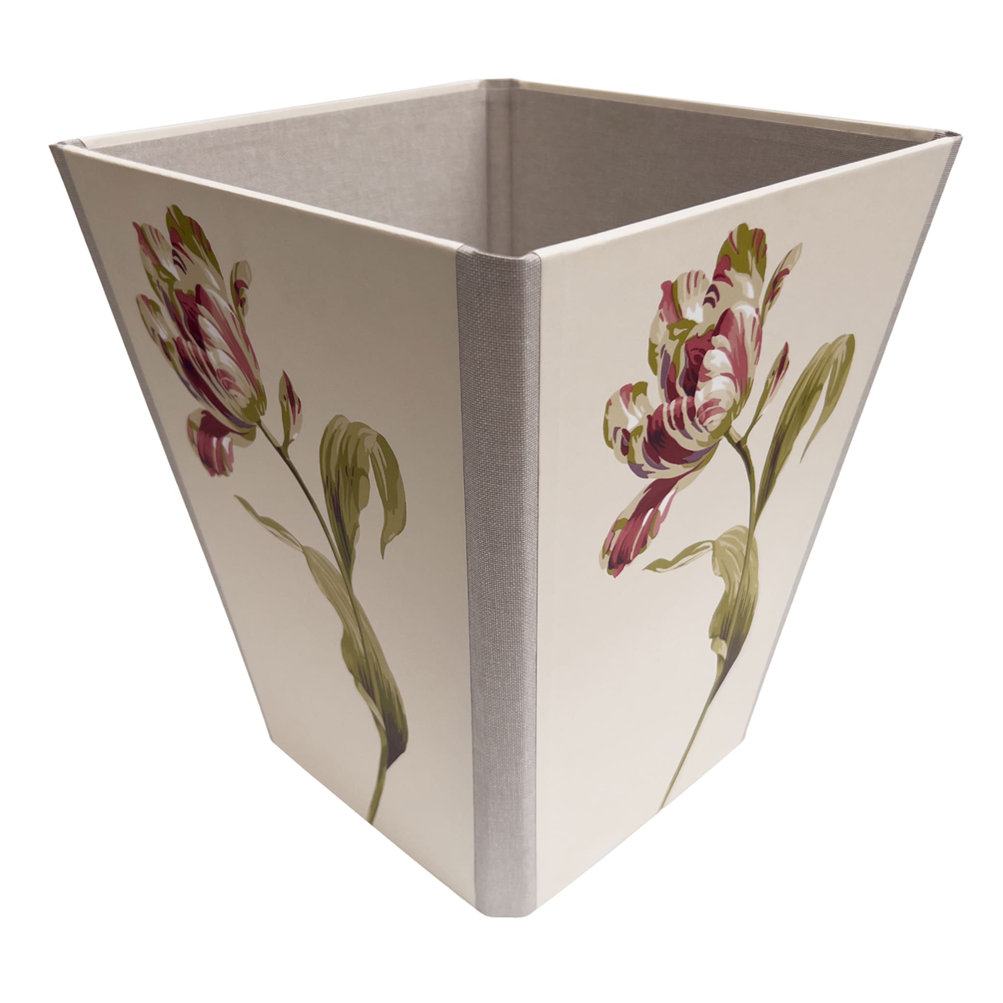 Floral Beige & Taupe Foldable Paper Bin - Main view